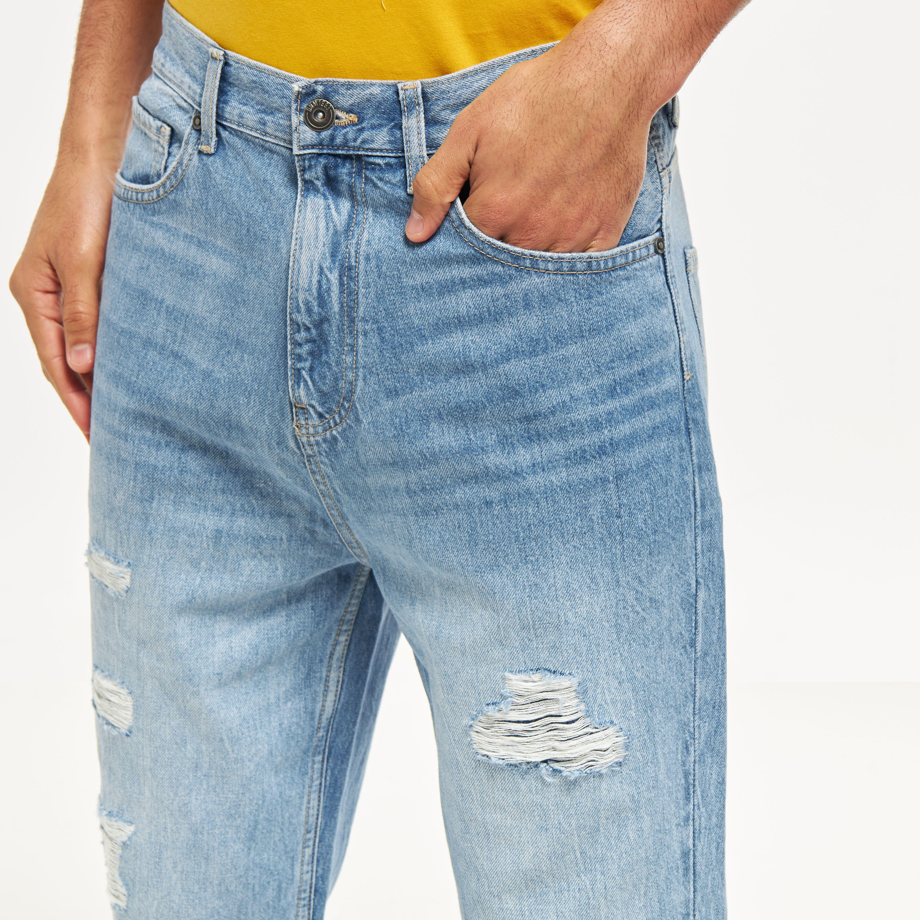 Ripped Detail Relaxed Fit Jeans with Pockets-men-clothing-bottoms-jeans-image-4