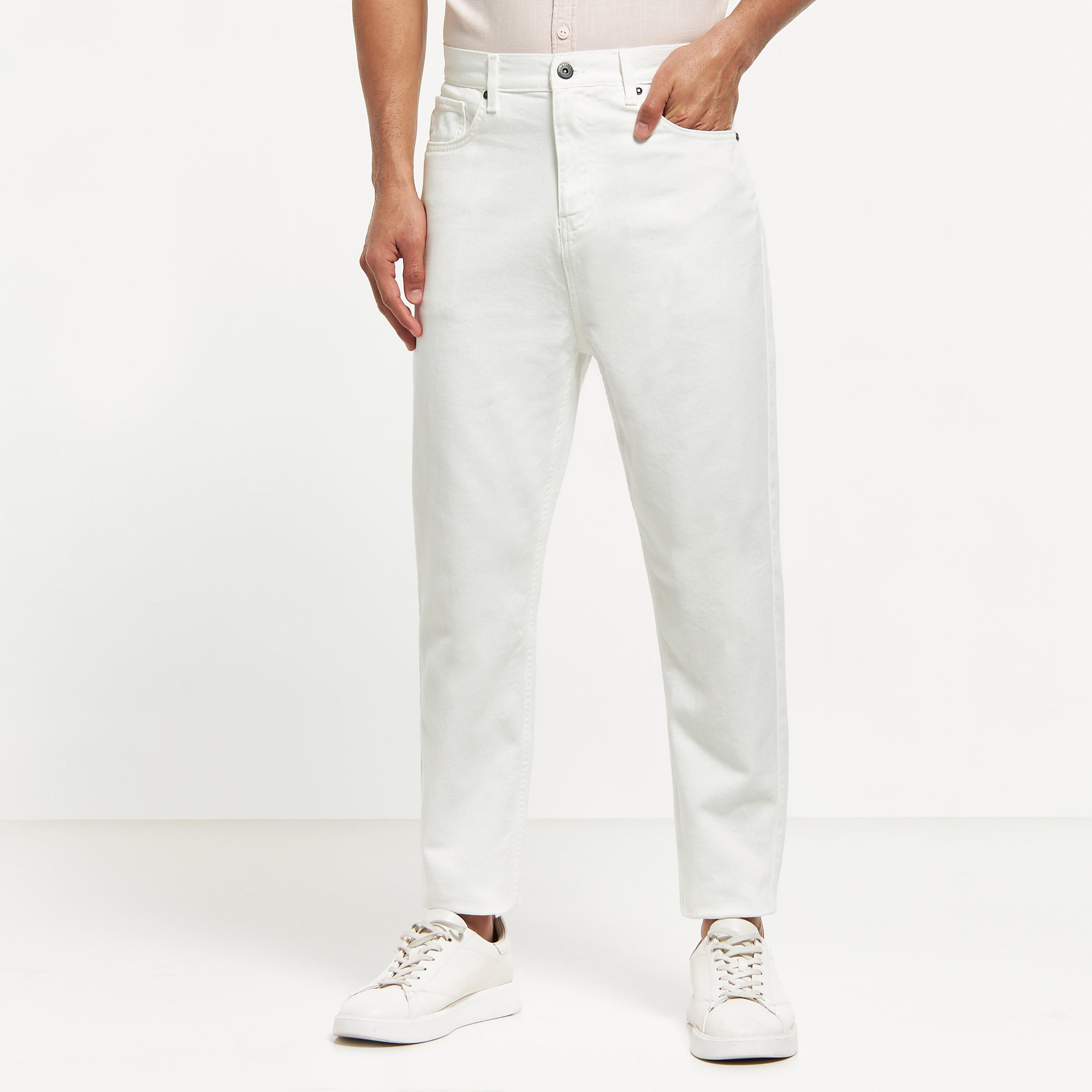 Solid Relaxed Fit Cropped Jeans with Button Closure and Pockets-men-clothing-bottoms-jeans-image-1