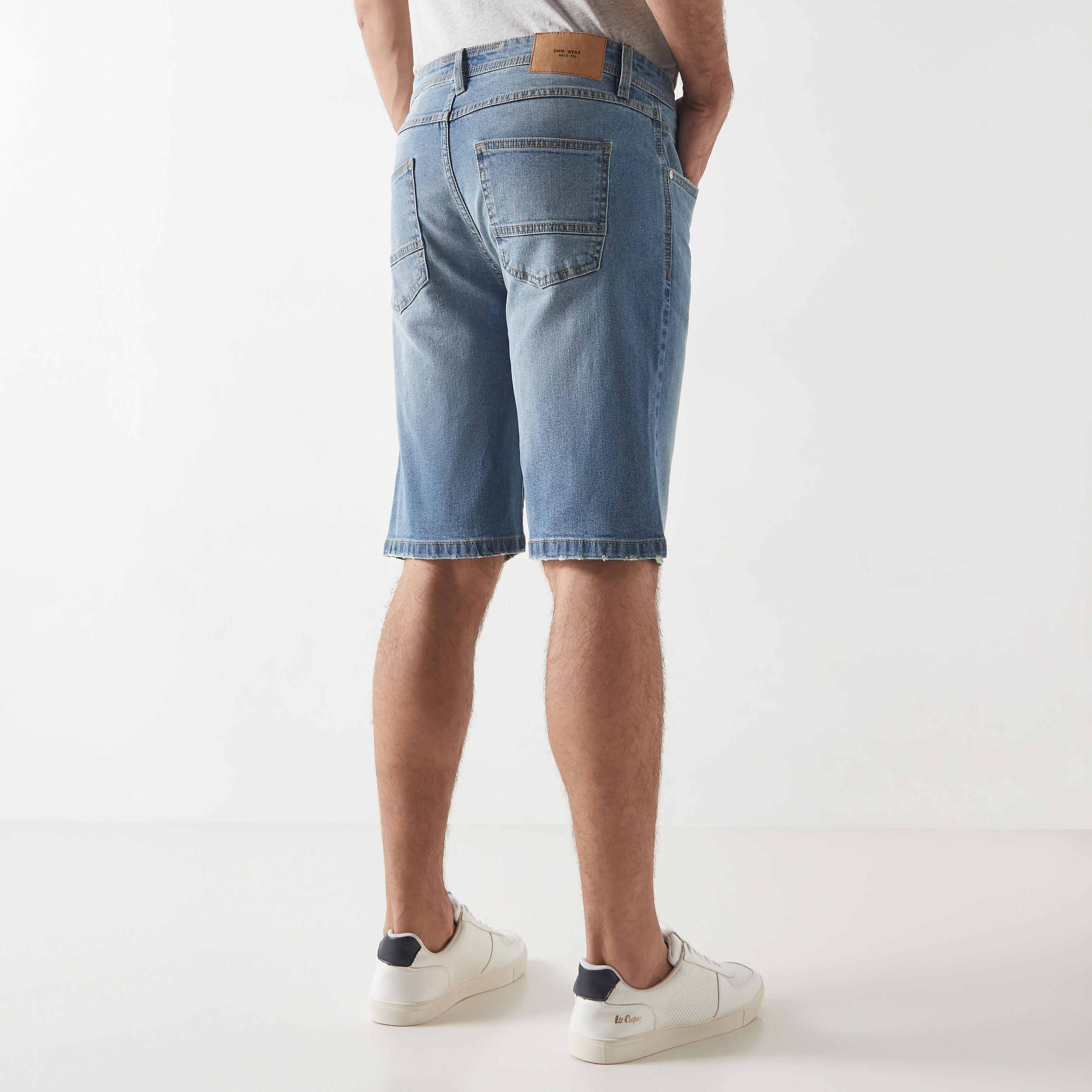 Denim Shorts with Pockets and Button Closure-men-clothing-bottoms-shorts-image-19