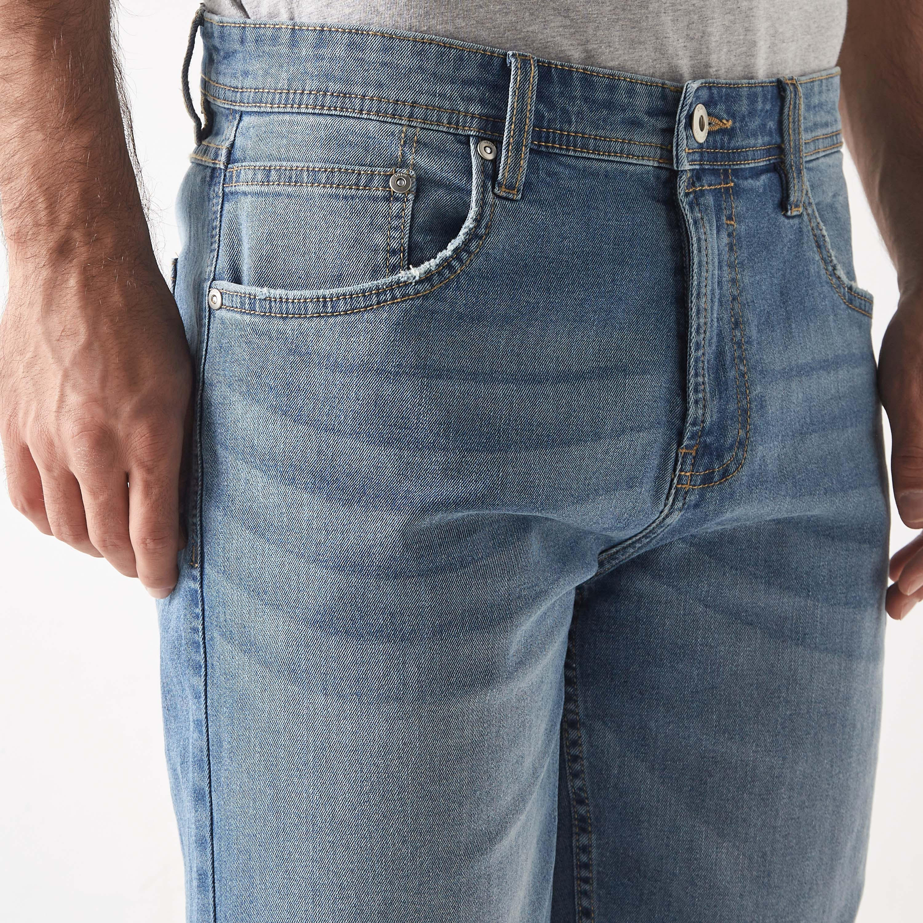 Denim Shorts with Pockets and Button Closure-men-clothing-bottoms-shorts-image-20