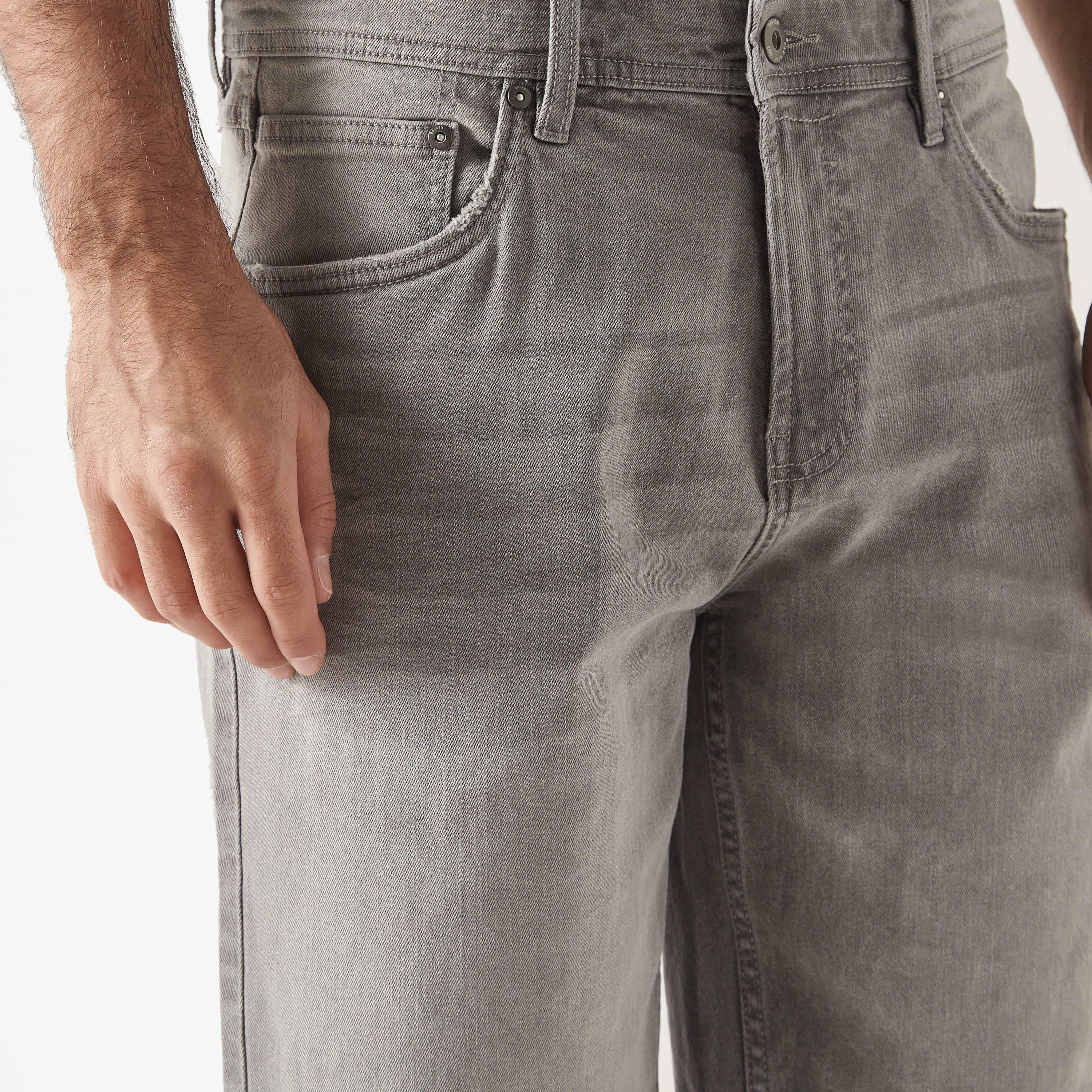 Denim Shorts with Pockets and Button Closure-men-clothing-bottoms-shorts-image-16