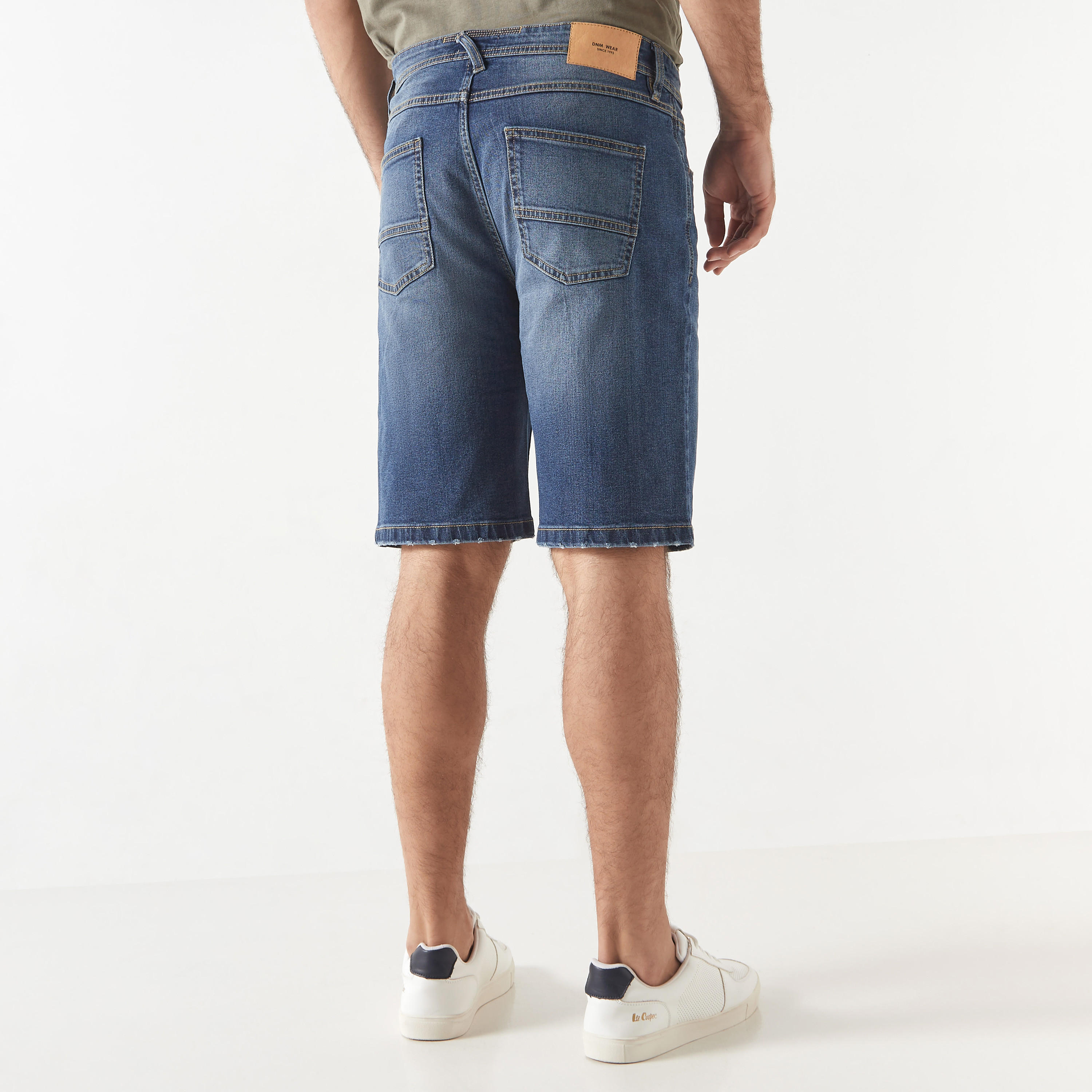 Denim Shorts with Pockets and Button Closure-men-clothing-bottoms-shorts-image-3