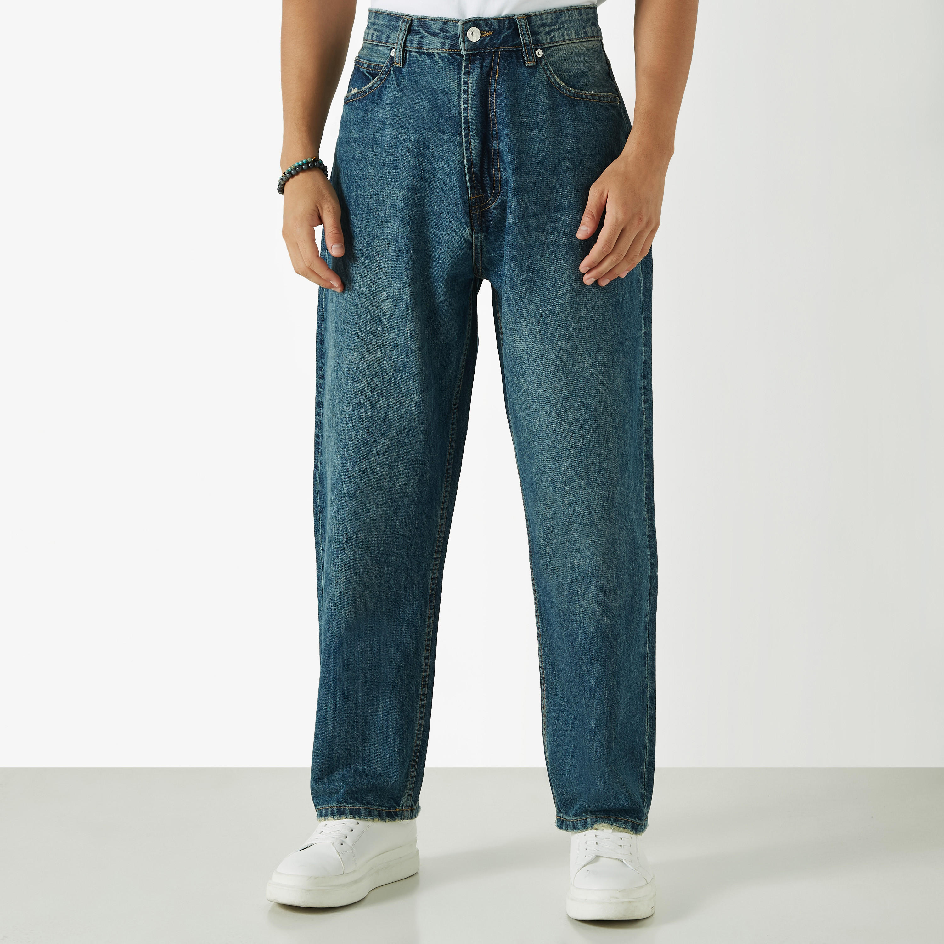 Baggy Fit Jeans with Button Closure and Pockets-men-clothing-bottoms-jeans-image-9