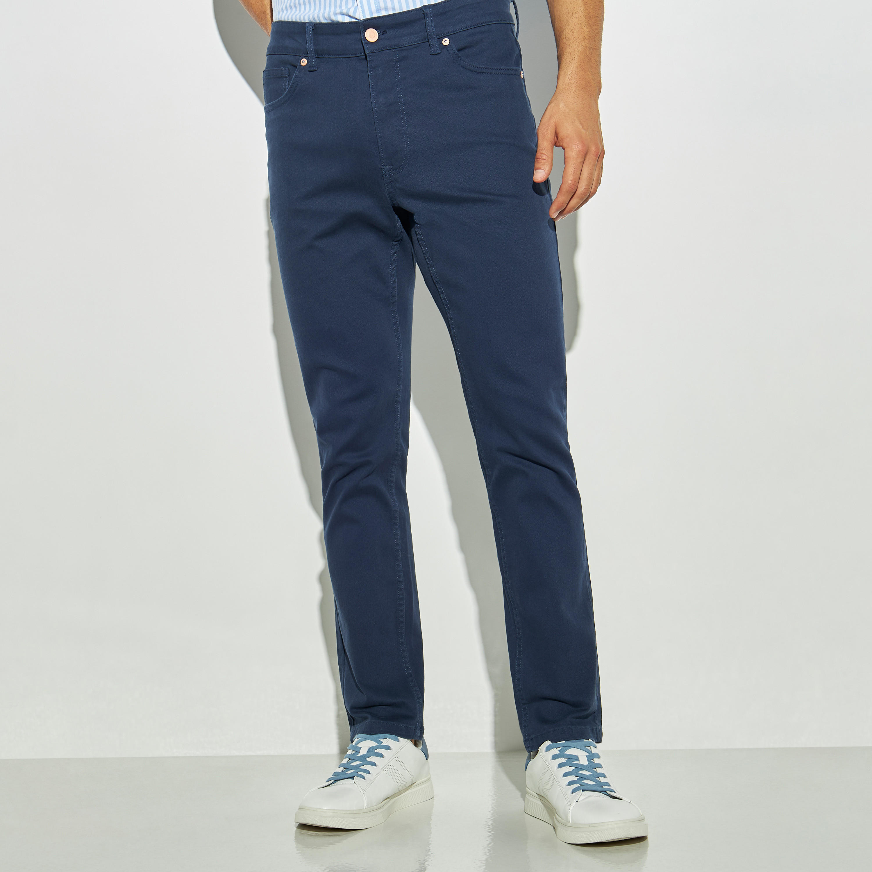 Slim Fit Solid Jeans with Button Closure-men-clothing-bottoms-jeans-image-1