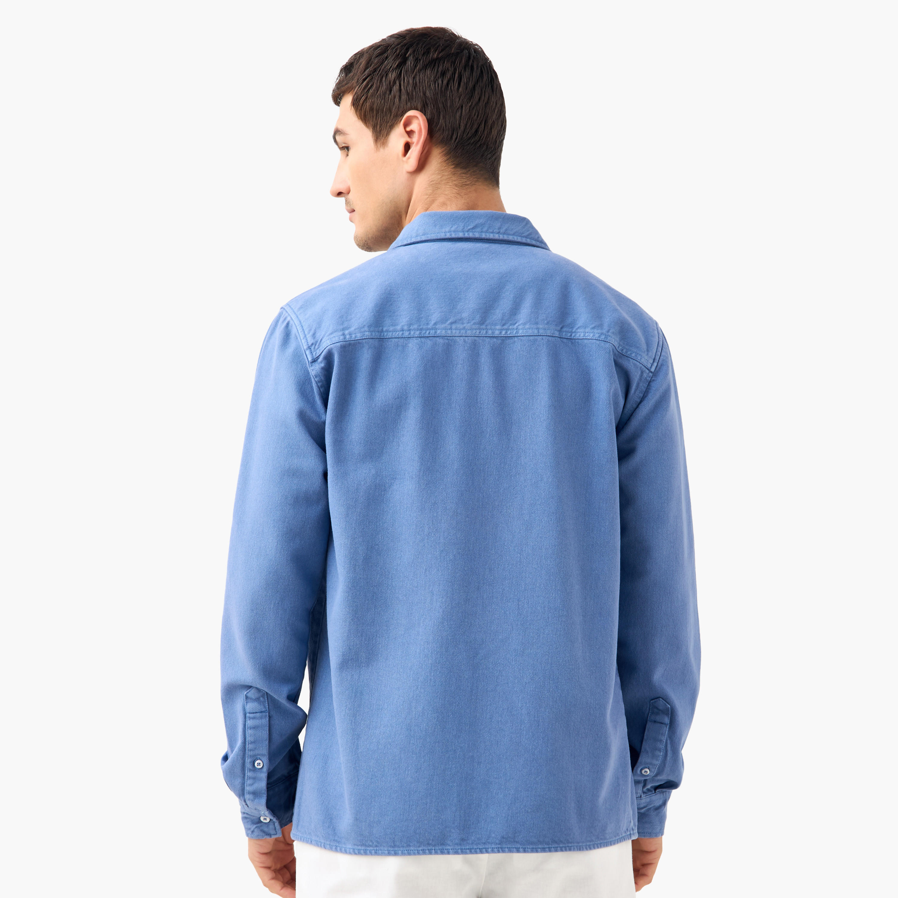 Regular Fit Denim Shirt with Long Sleeves-men-clothing-shirts-image-3