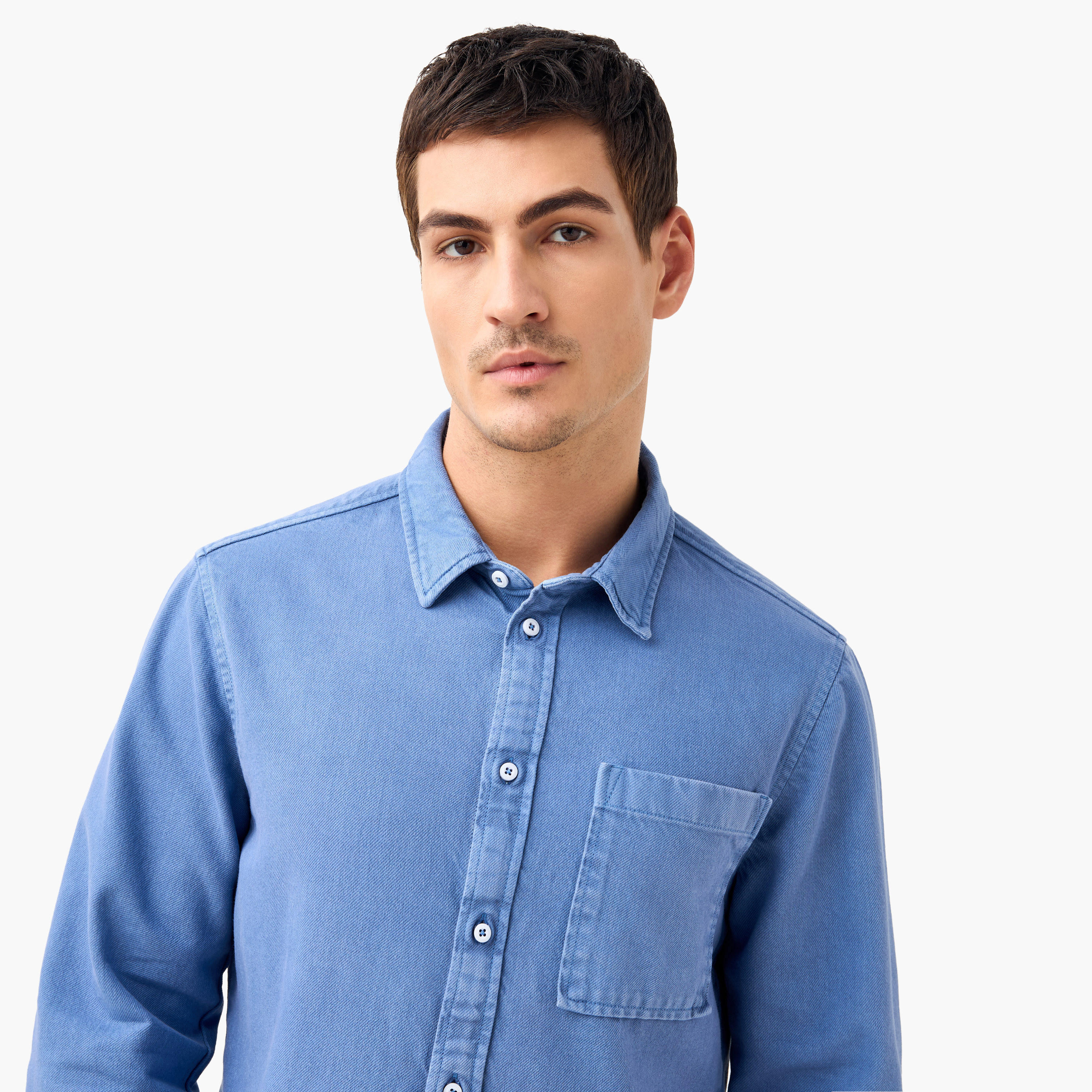 Regular Fit Denim Shirt with Long Sleeves-men-clothing-shirts-image-4