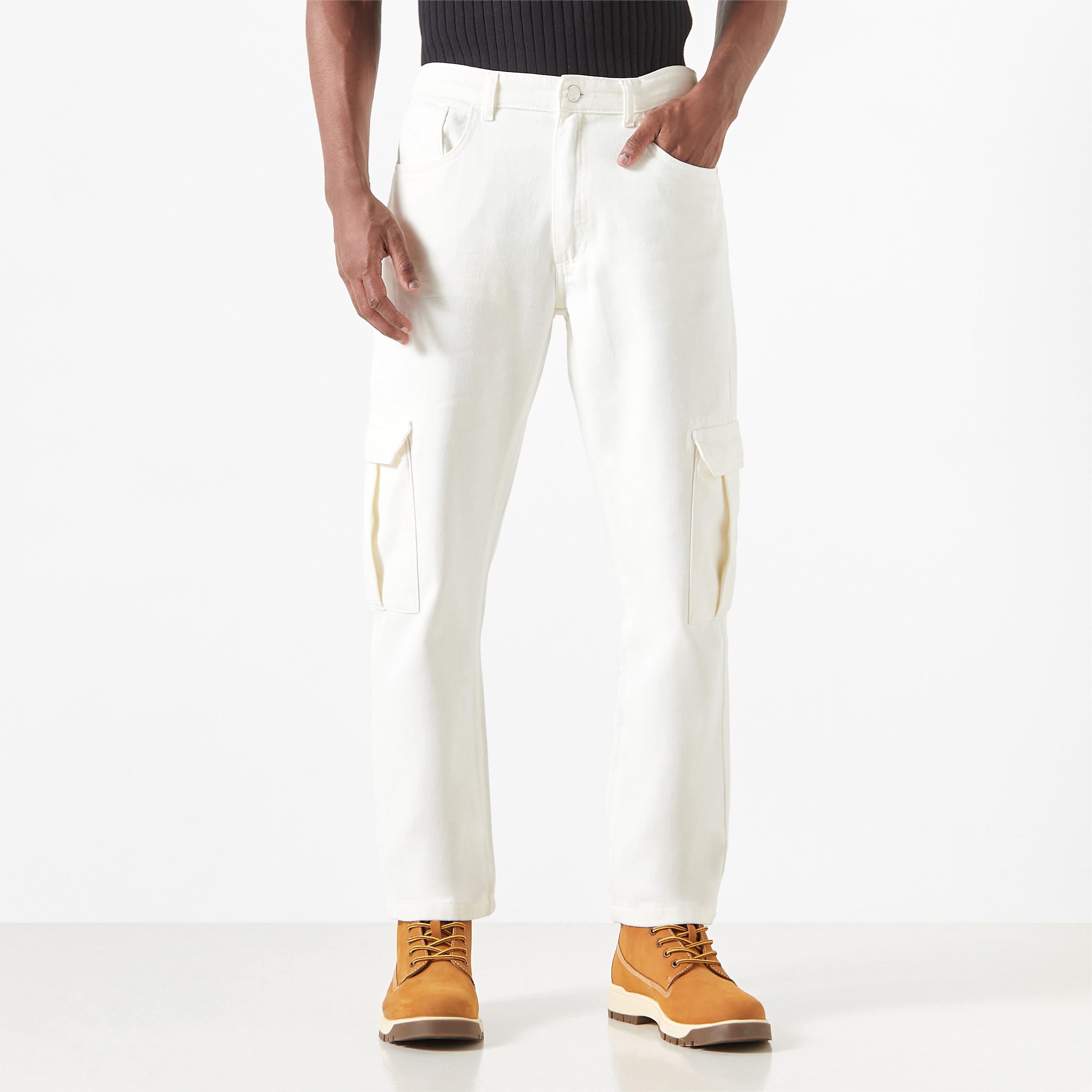Relaxed Fit Cargo Jeans with Button Closure and Pockets-men-clothing-bottoms-jeans-image-1