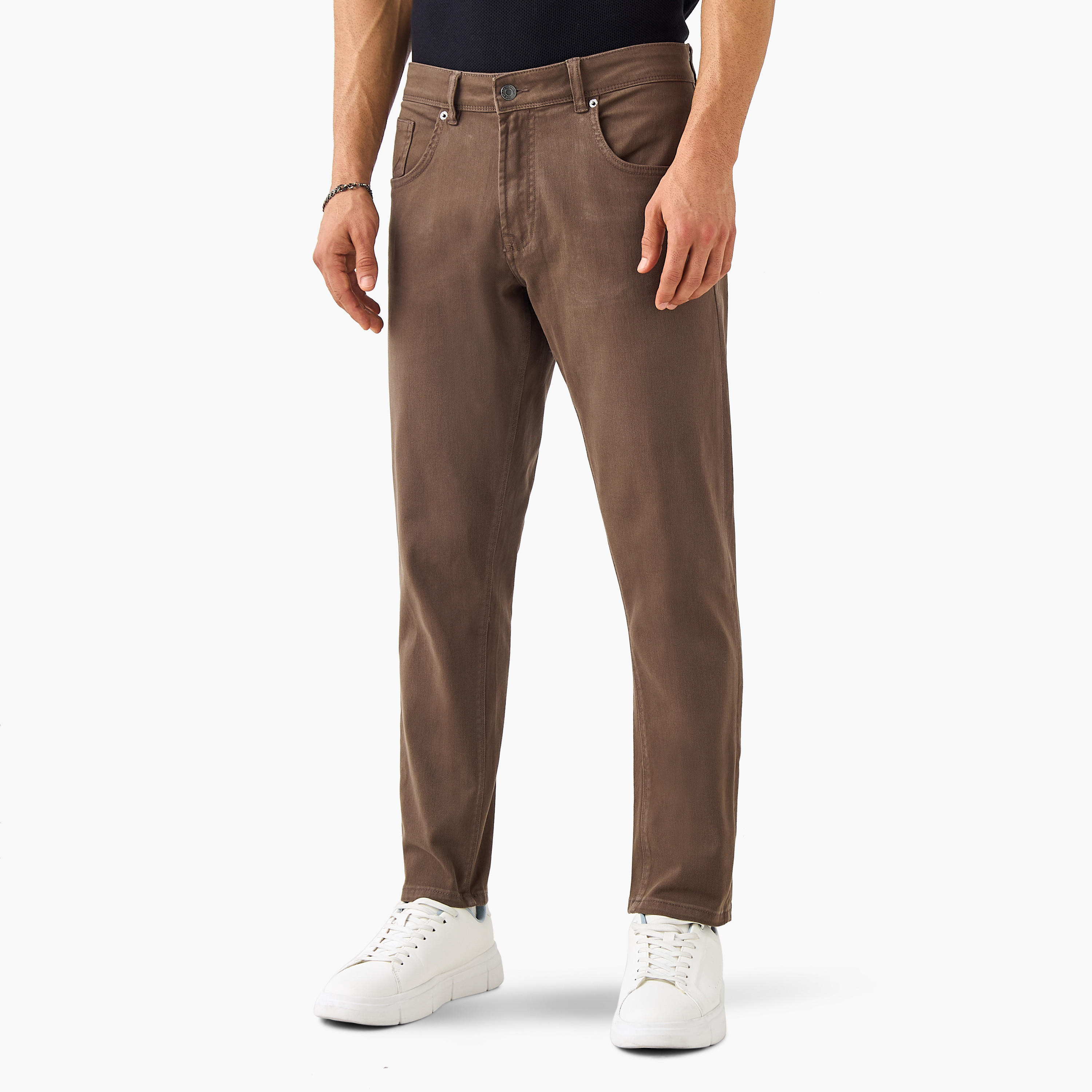 بنطلون جينز بقصّة سليم وخصر متوسط الارتفاع وزر إغلاق-men-clothing-bottoms-jeans-image-5