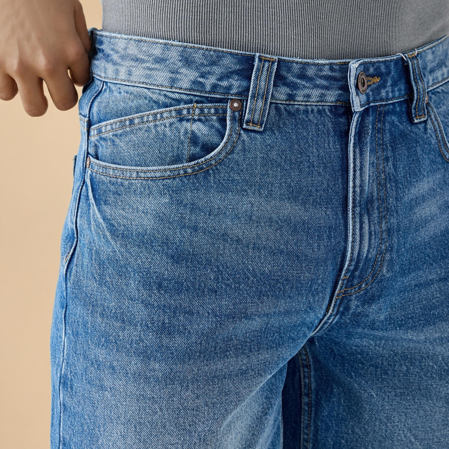 Denim Shorts with Button Closure and Pockets-men-clothing-bottoms-shorts-image-4