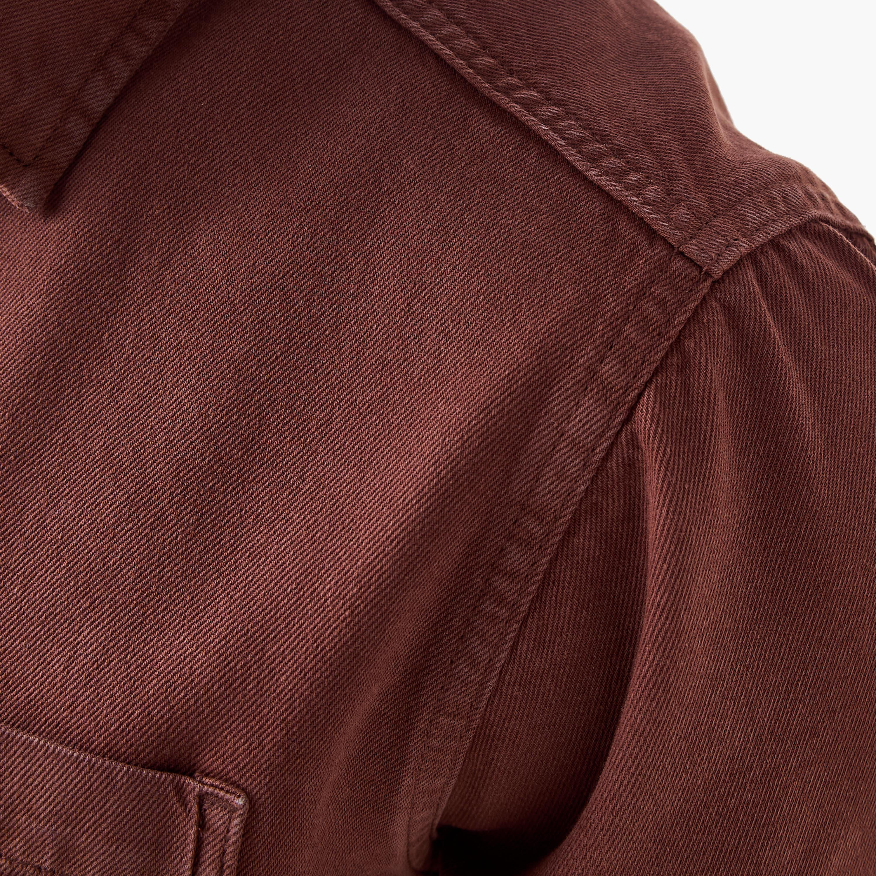 Regular Fit Collared Denim Shirt with Chest Pocket-men-clothing-shirts-image-5