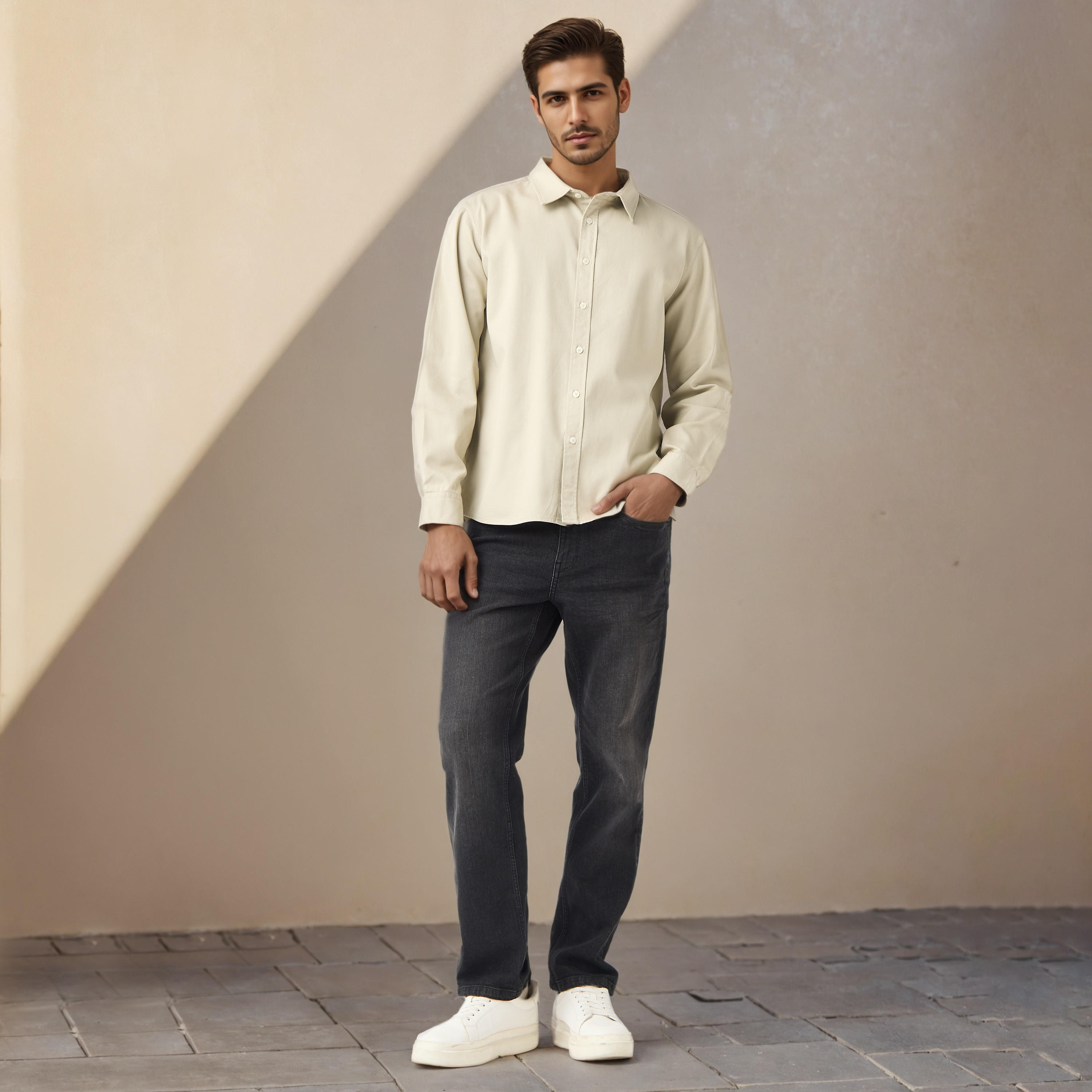قميص بقصة عادية وأكمام طويلة-men-clothing-shirts-image-3