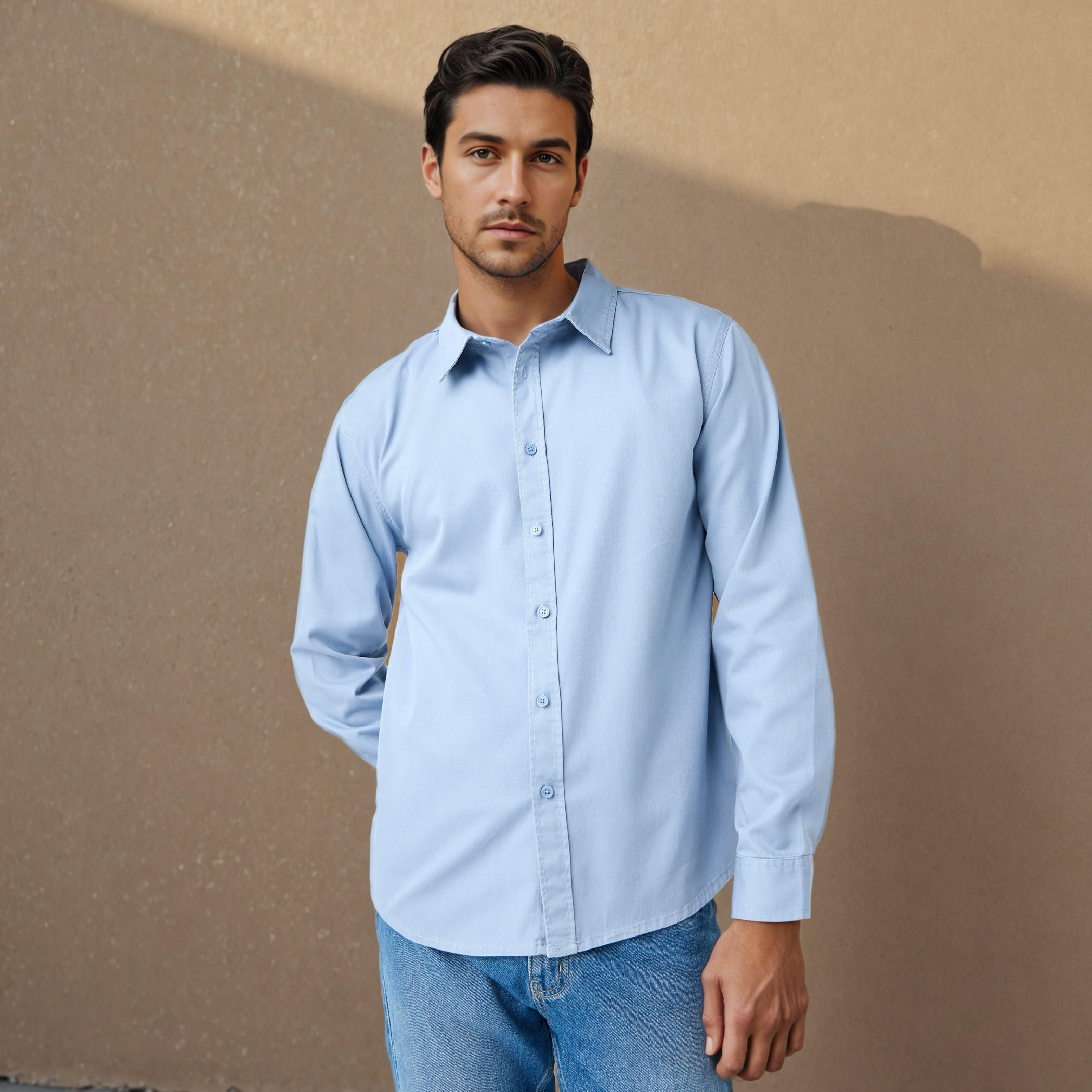 قميص بقصة عادية وأكمام طويلة-men-clothing-shirts-image-5