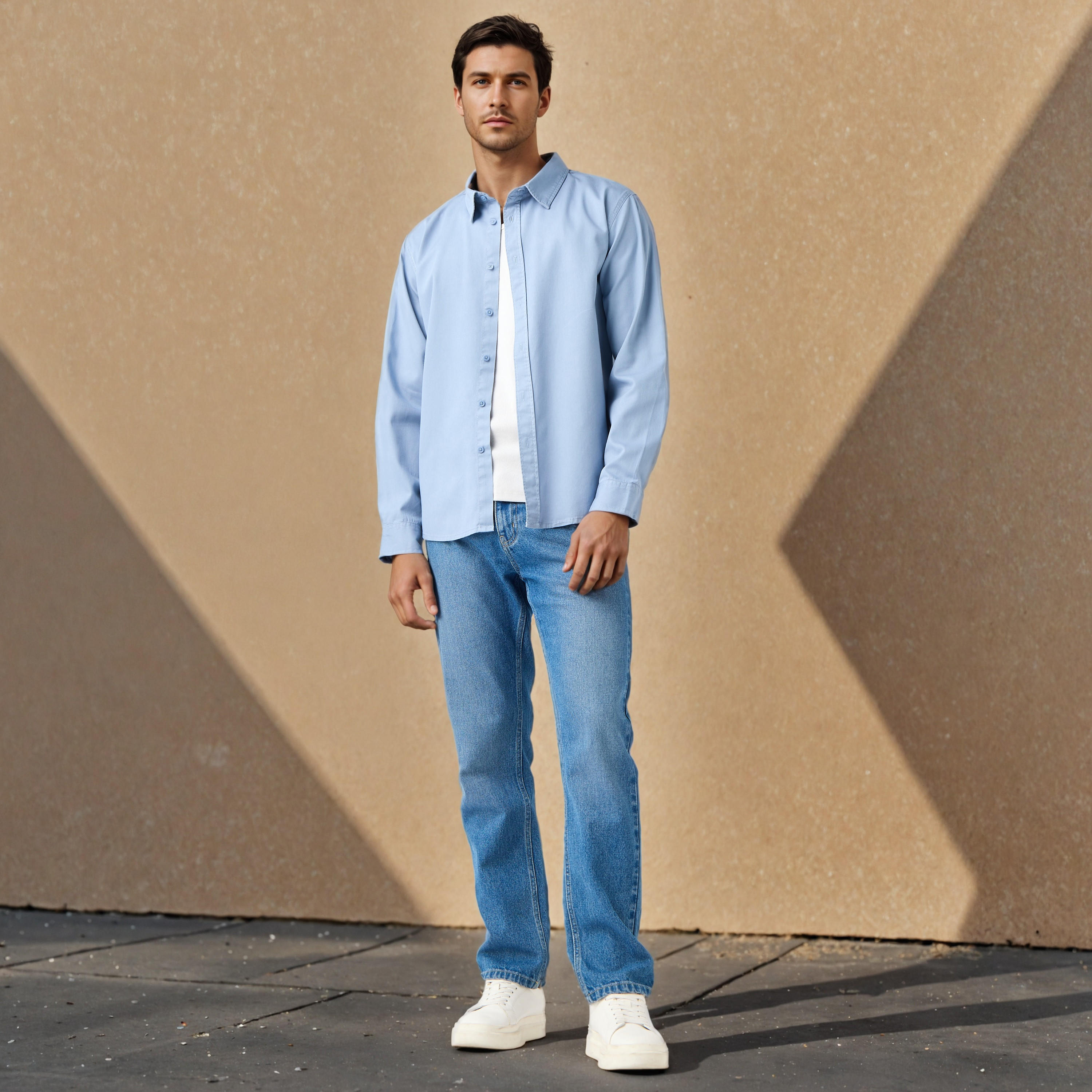 قميص بقصة عادية وأكمام طويلة-men-clothing-shirts-image-4