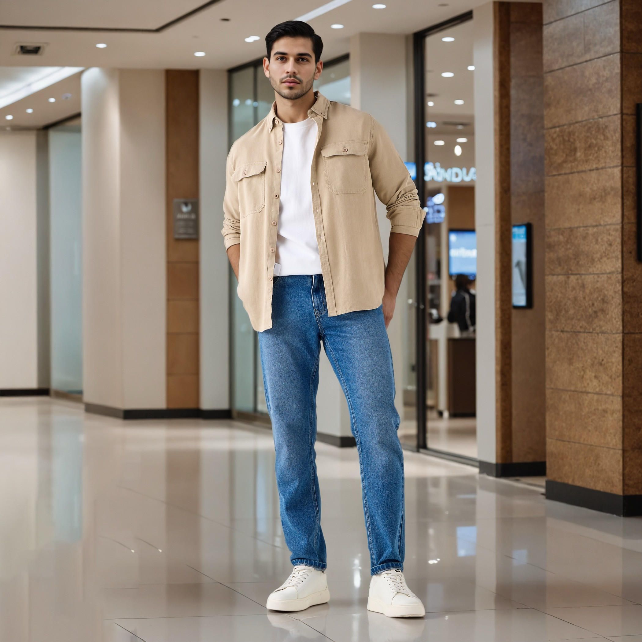 قميص دينم بأكمام طويلة وجيب بطية-men-clothing-shirts-image-2
