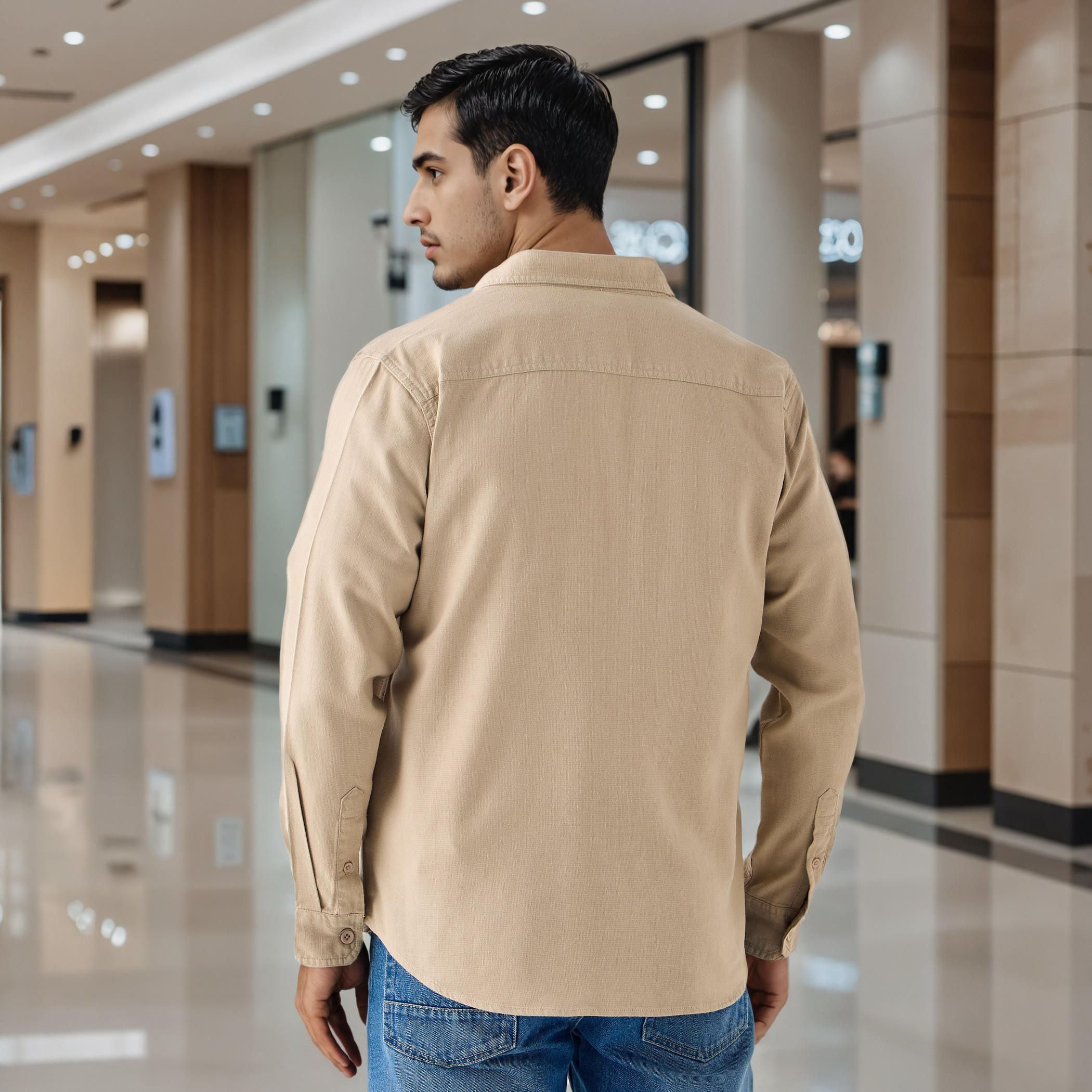 قميص دينم بأكمام طويلة وجيب بطية-men-clothing-shirts-image-3