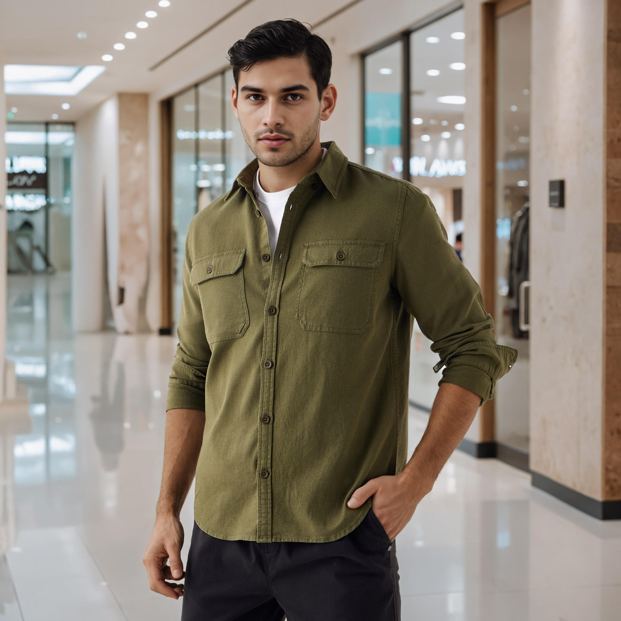 قميص دينم بأكمام طويلة وجيب بطية-men-clothing-shirts-image-5