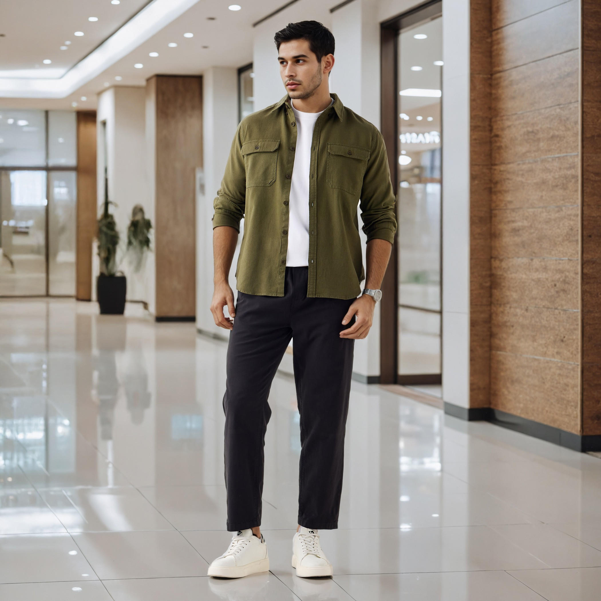 قميص دينم بأكمام طويلة وجيب بطية-men-clothing-shirts-image-4