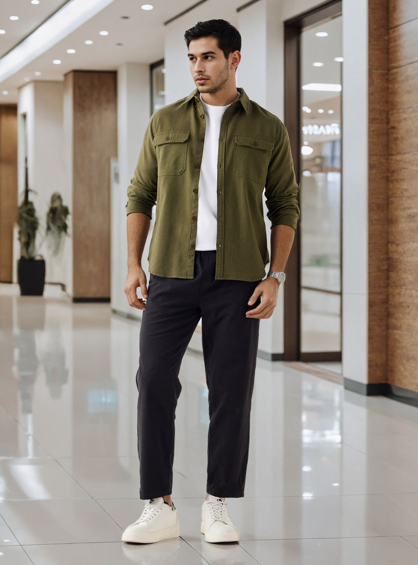 قميص دينم بأكمام طويلة وجيب بطية-men-clothing-shirts-image-4