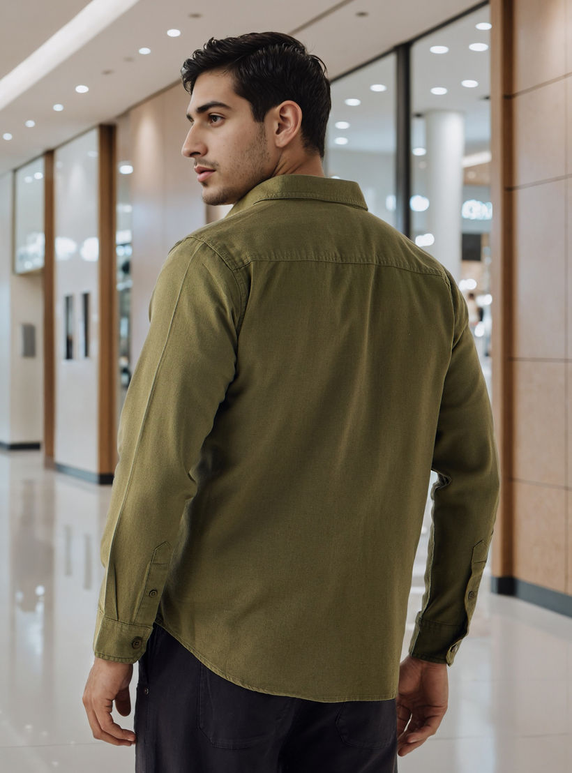 قميص دينم بأكمام طويلة وجيب بطية-men-clothing-shirts-image-3
