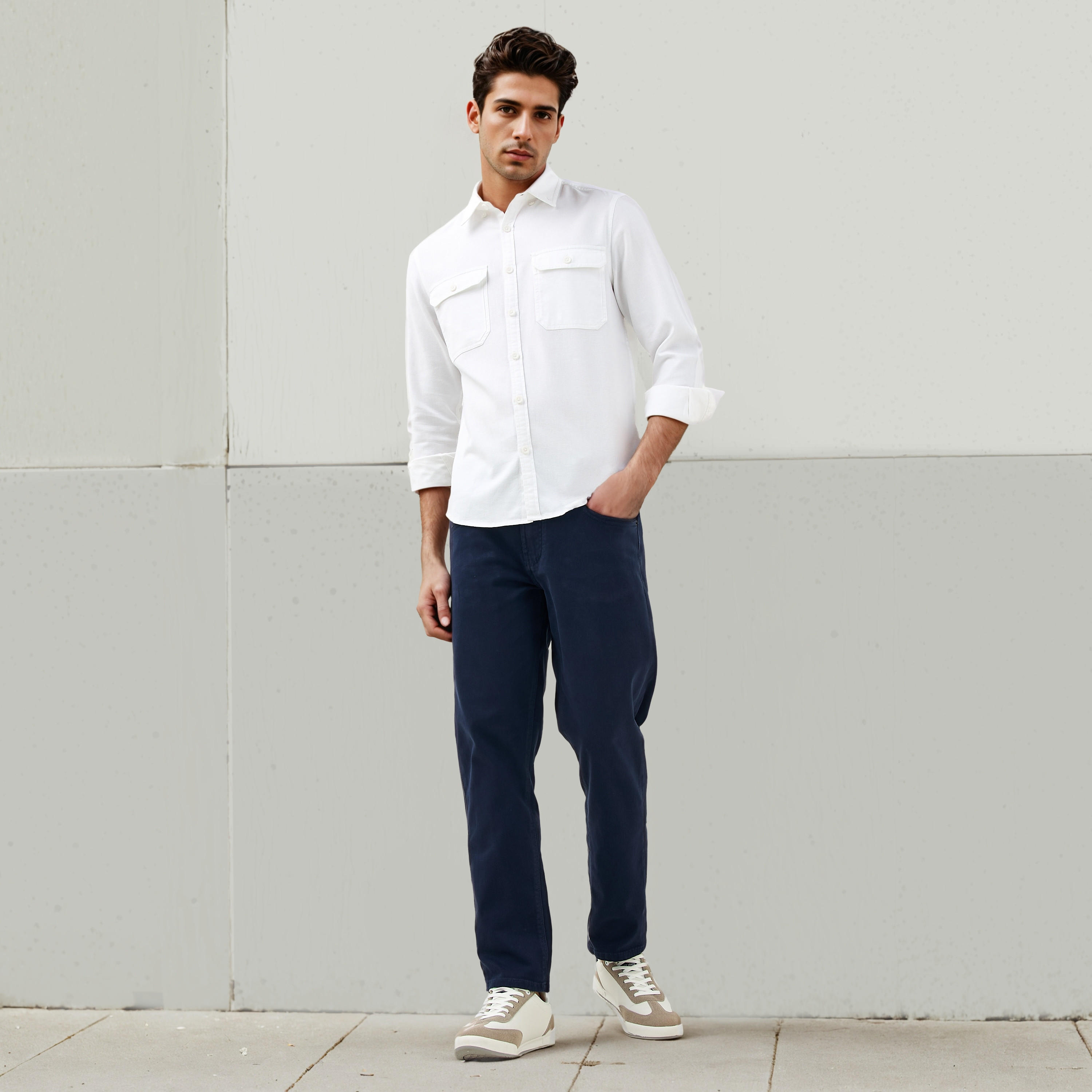 Flap Pocket Long Sleeves Denim Shirt-men-clothing-shirts-image-2