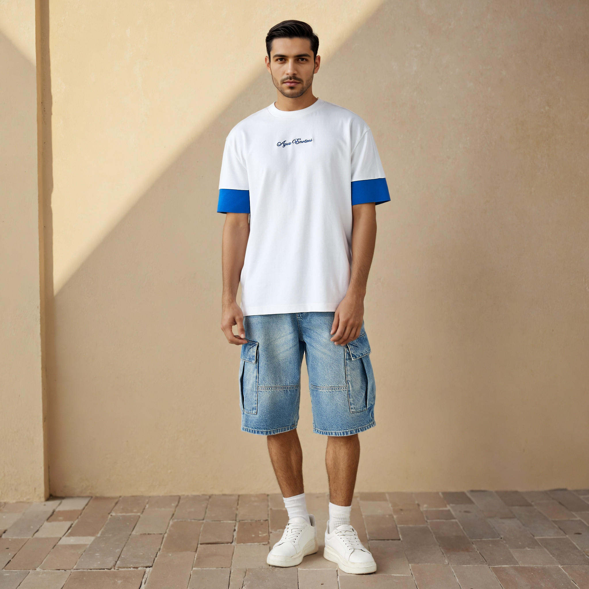 Plain Denim Cargo Shorts with Pockets-men-clothing-bottoms-shorts-image-2