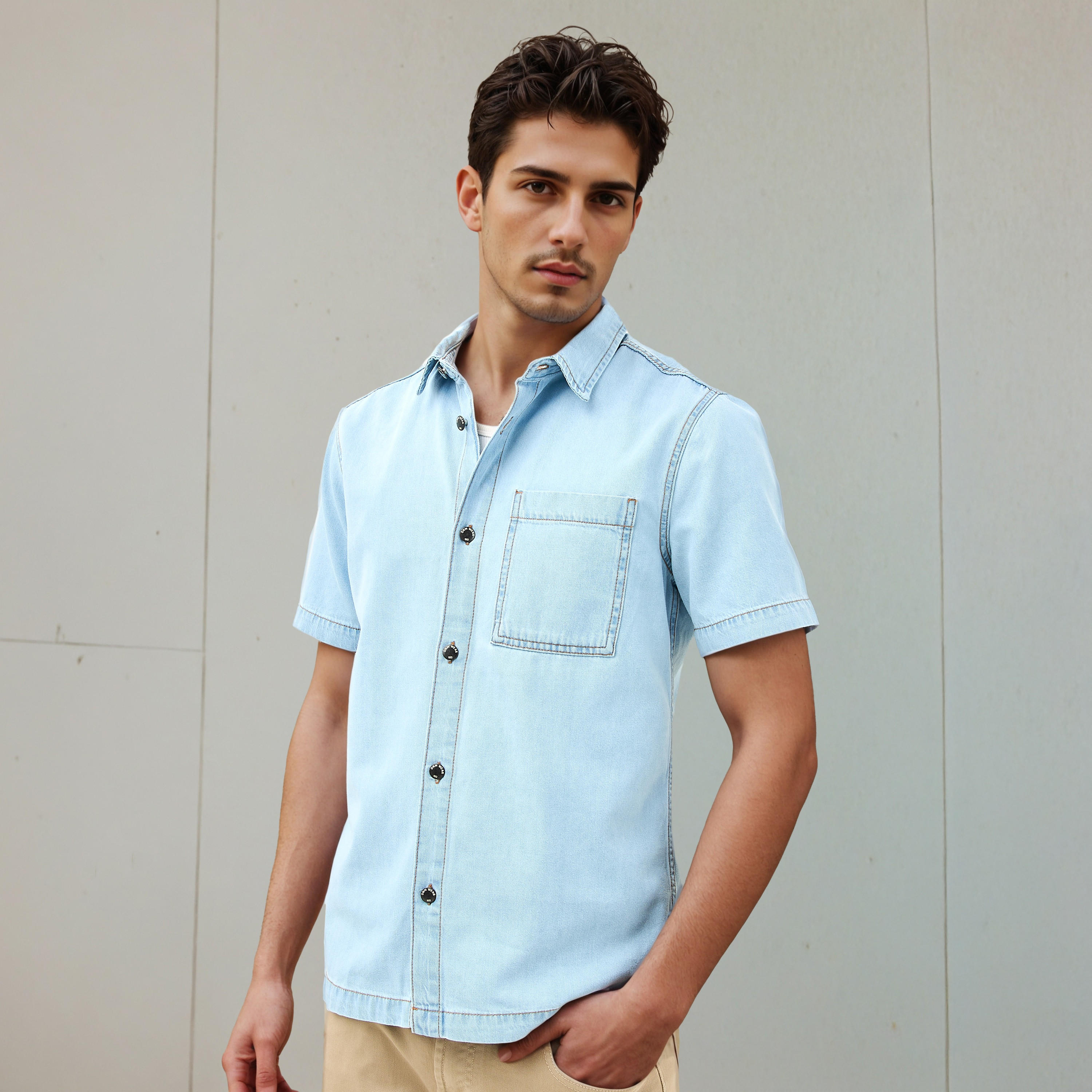 قميص بقصة مريحة وجيب-men-clothing-shirts-image-5