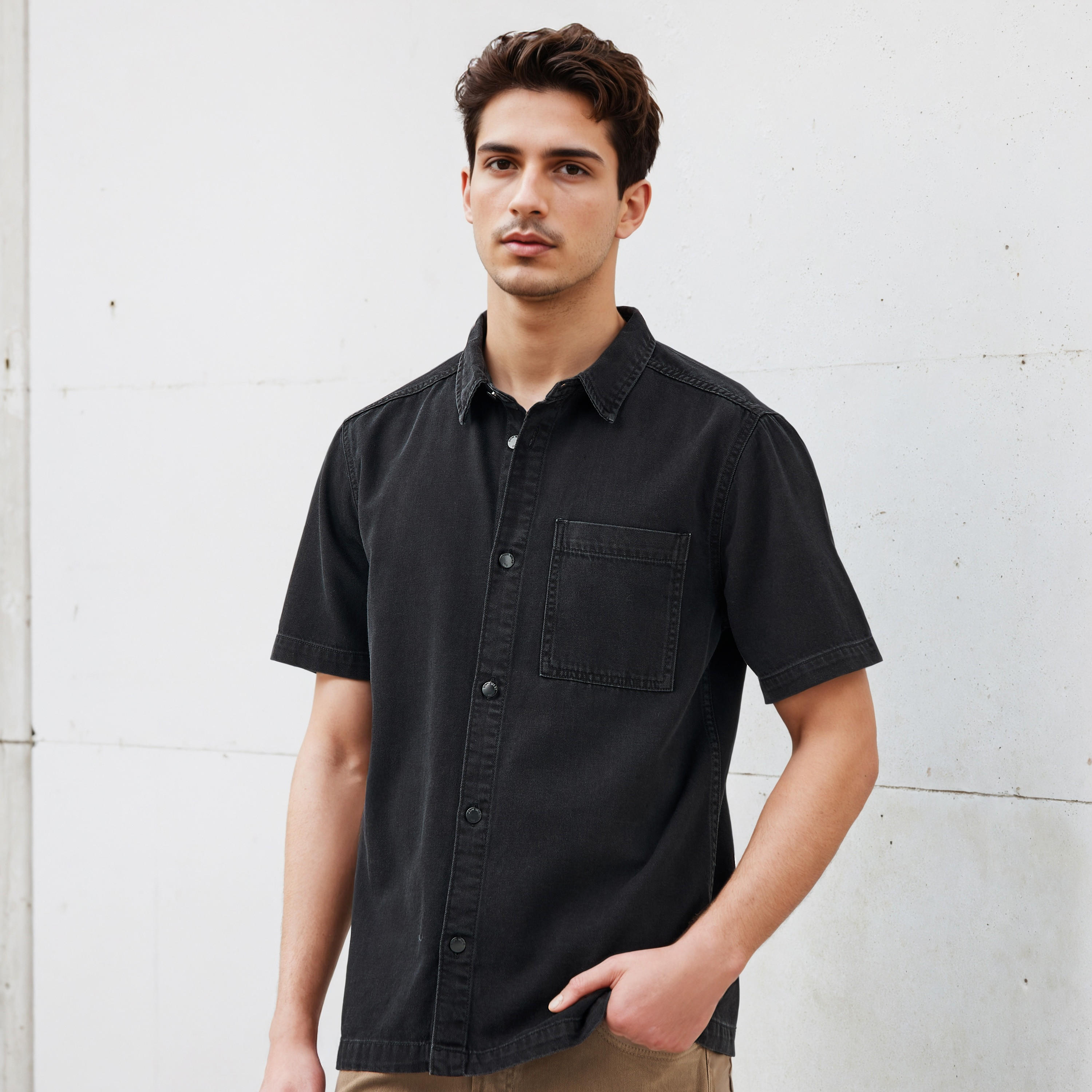 Relaxed Fit Shirt with Pocket-men-clothing-shirts-image-1