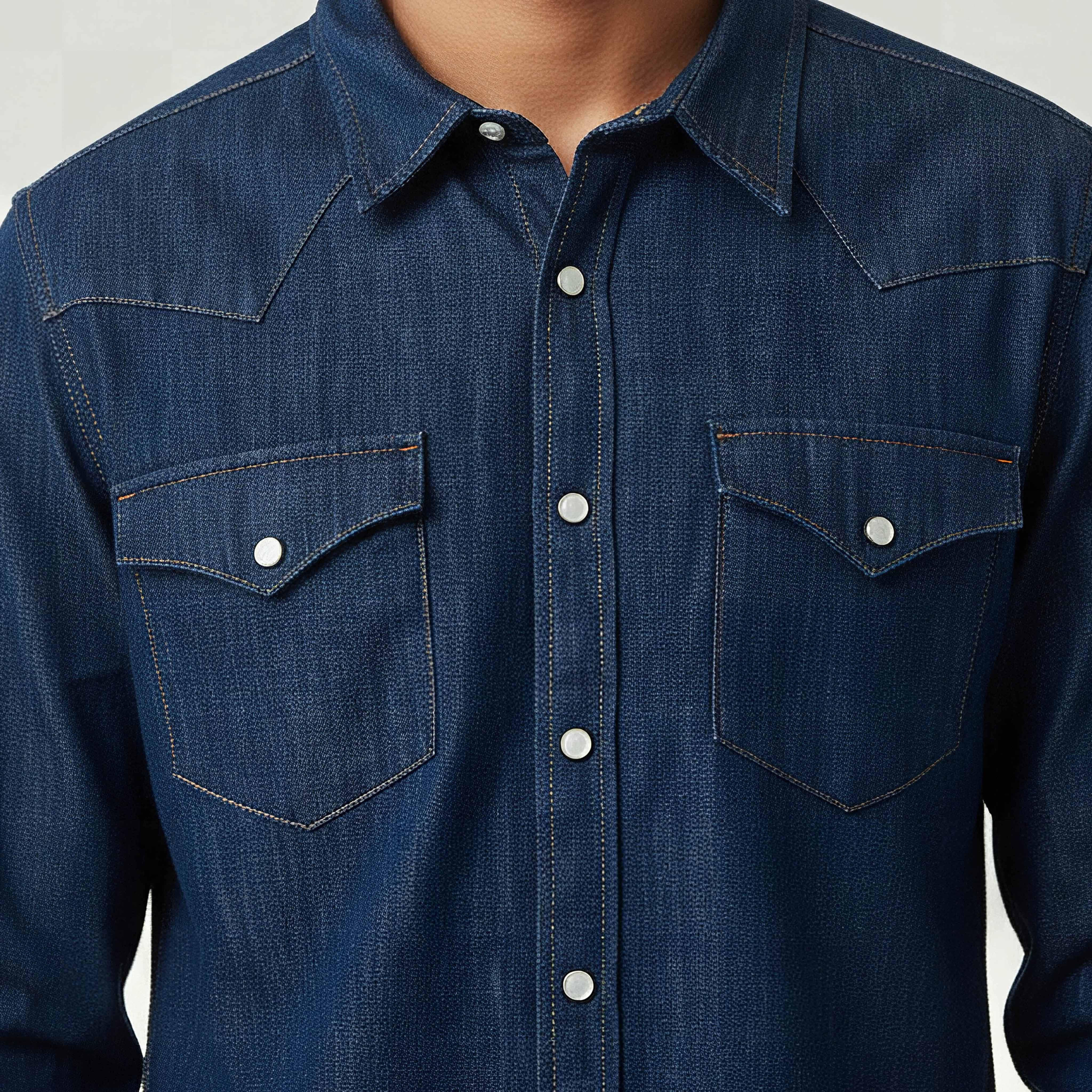 Men Regular Fit Collared Denim Long Sleeves Shirt-men-clothing-shirts-image-4