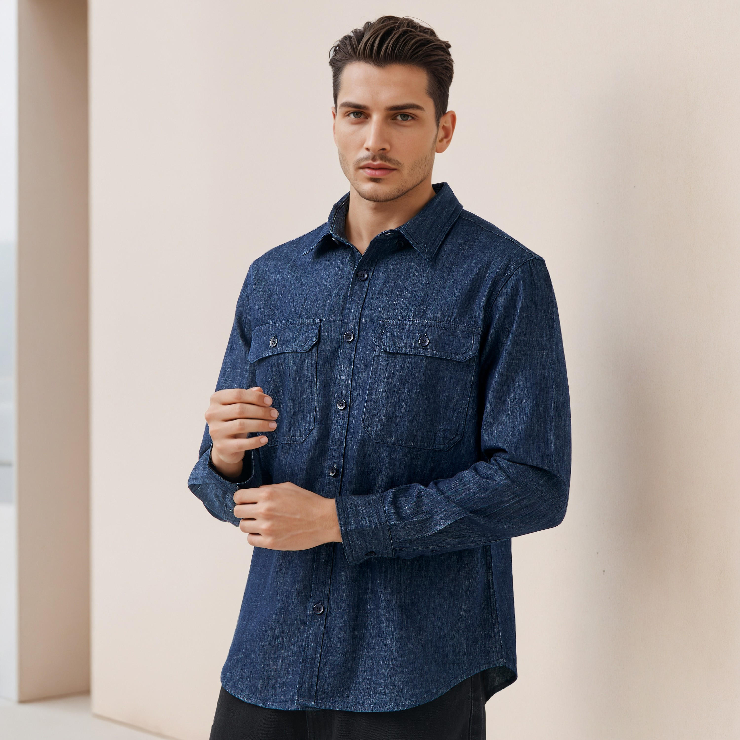 Regular Fit Linen Blend Shirt-men-clothing-shirts-image-1