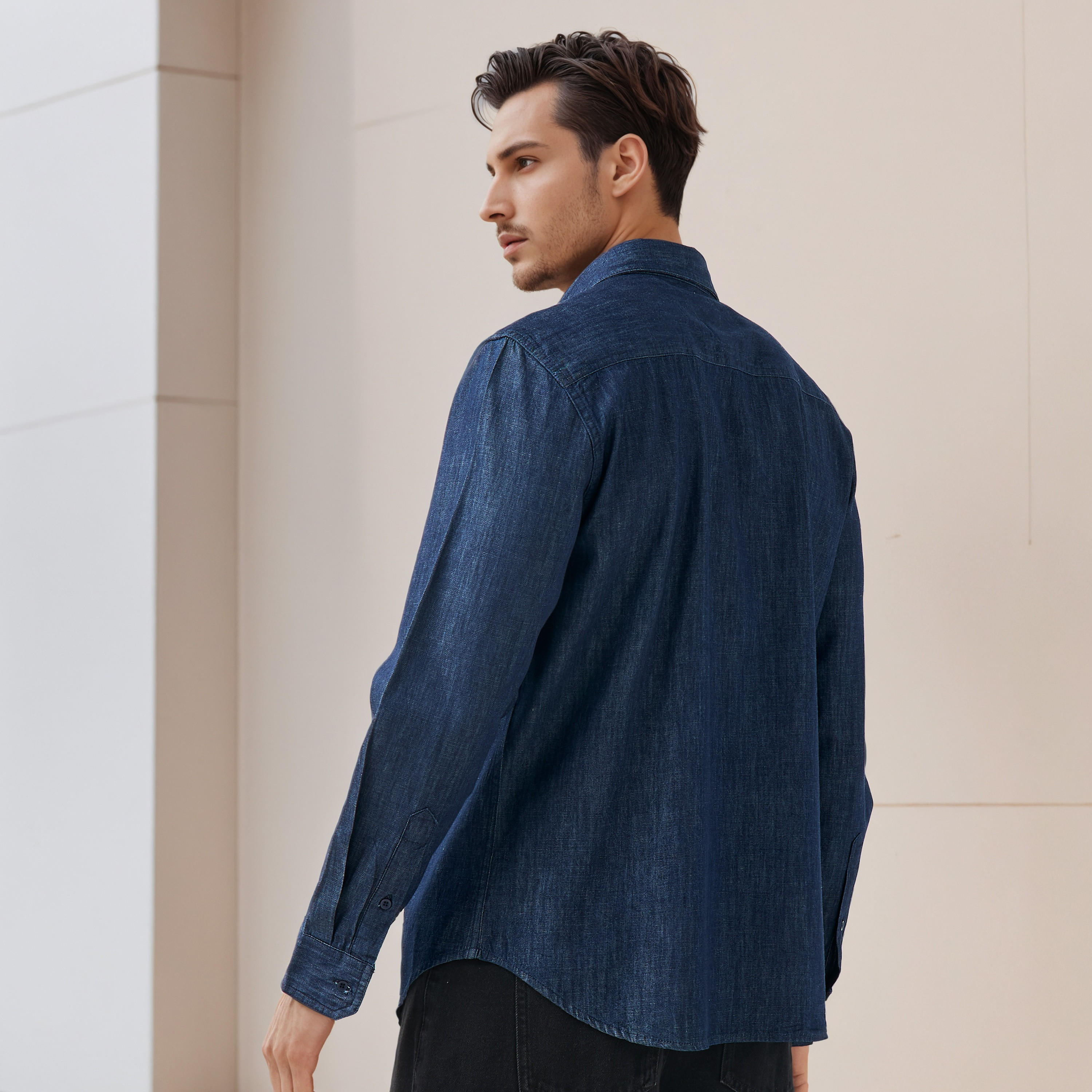 Regular Fit Linen Blend Shirt-men-clothing-shirts-image-3