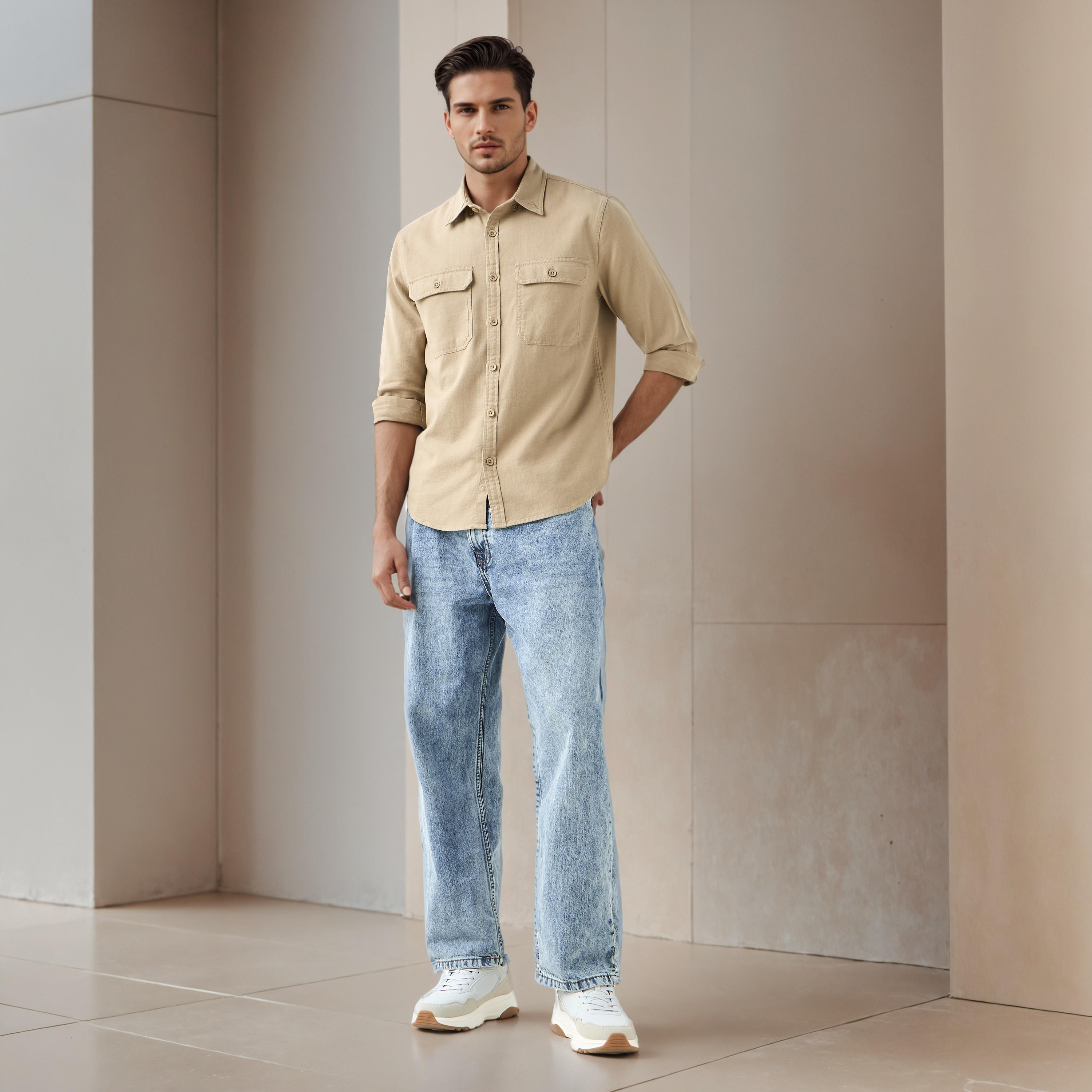 Regular Fit Linen Blend Shirt-men-clothing-shirts-image-2