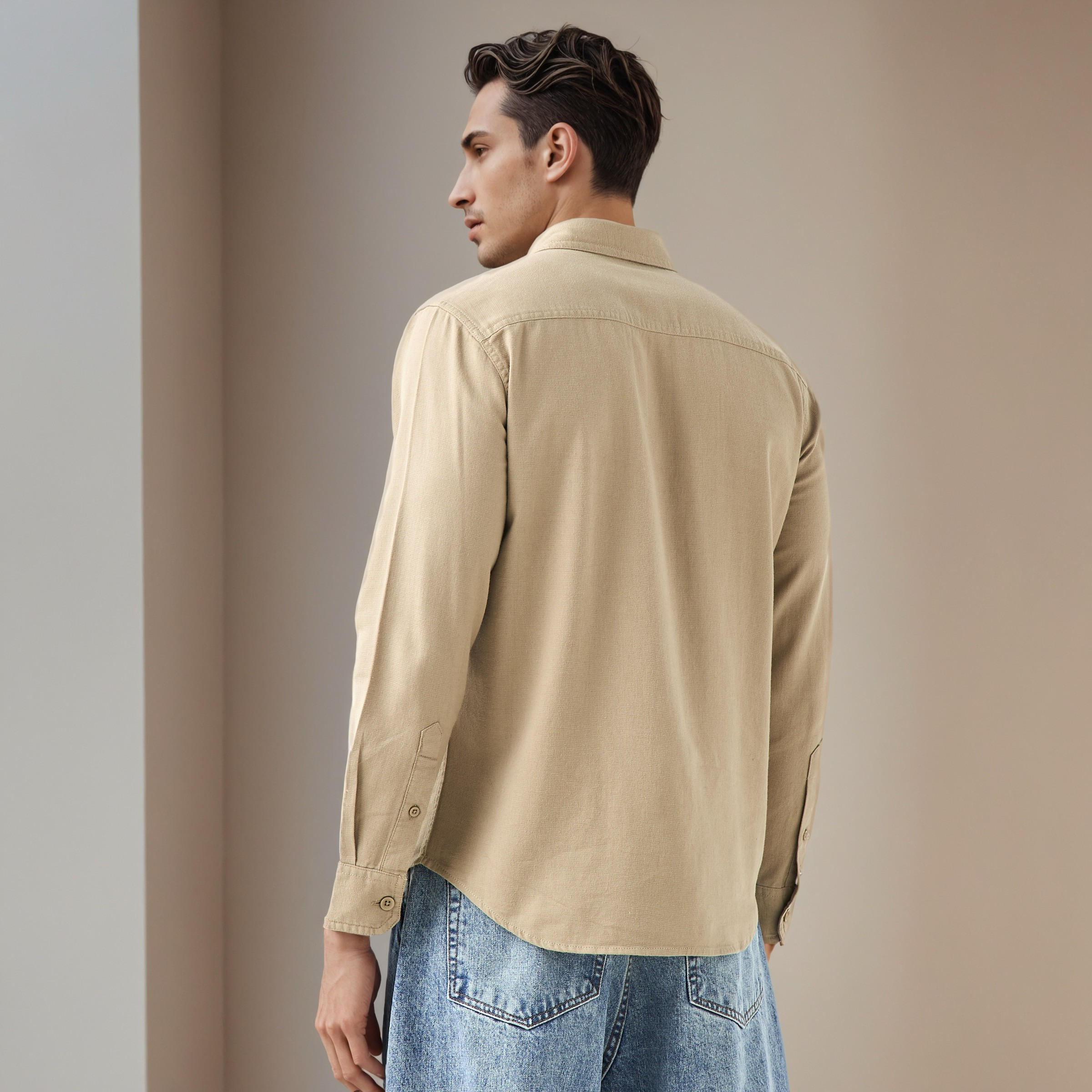 Regular Fit Linen Blend Shirt-men-clothing-shirts-image-3