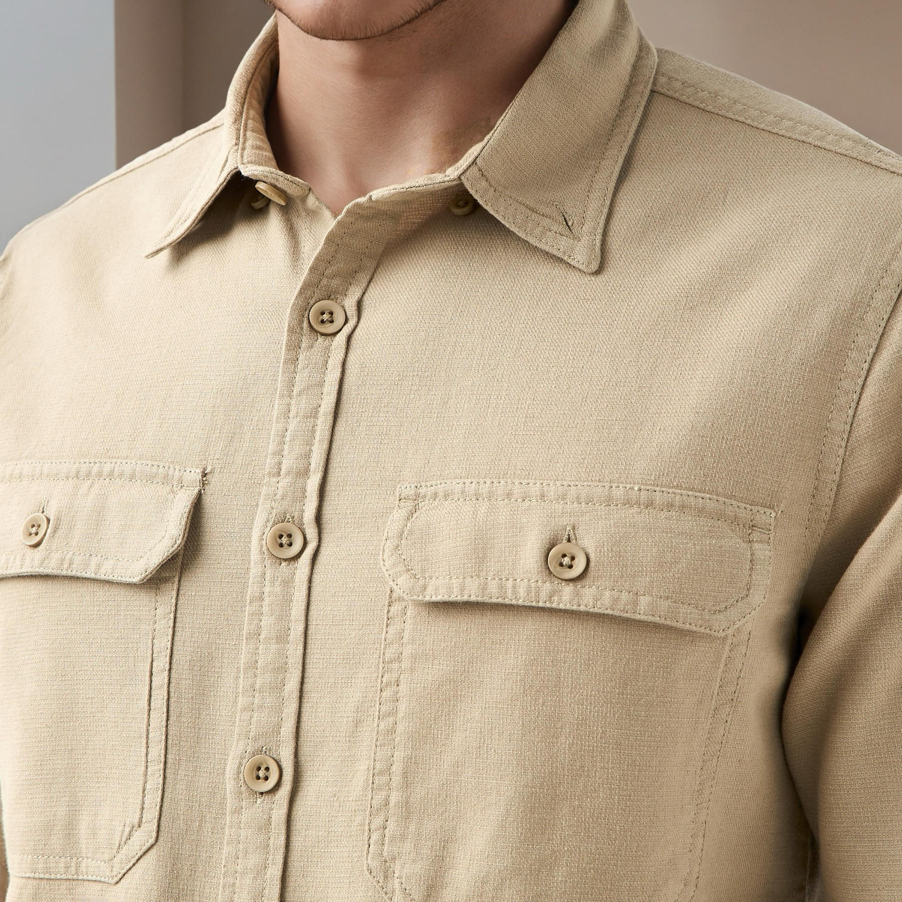 Regular Fit Linen Blend Shirt-men-clothing-shirts-image-4