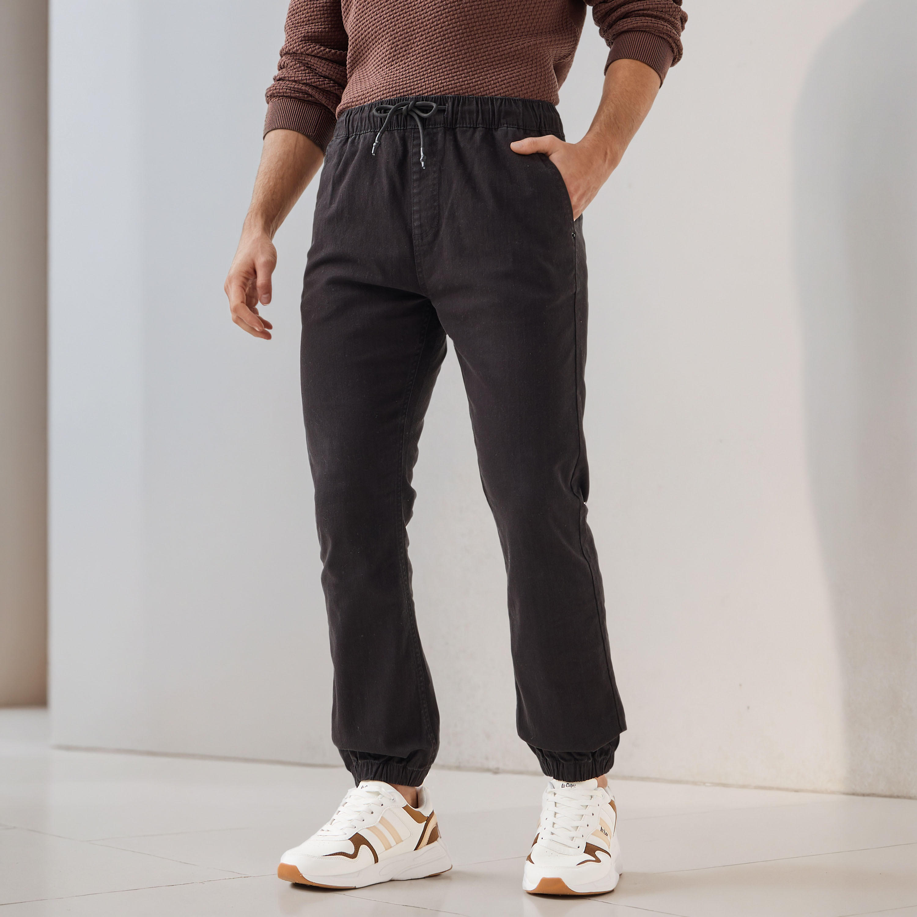 Regular Fit Drawstring Waist Denim Joggers-men-clothing-bottoms-joggers-image-1