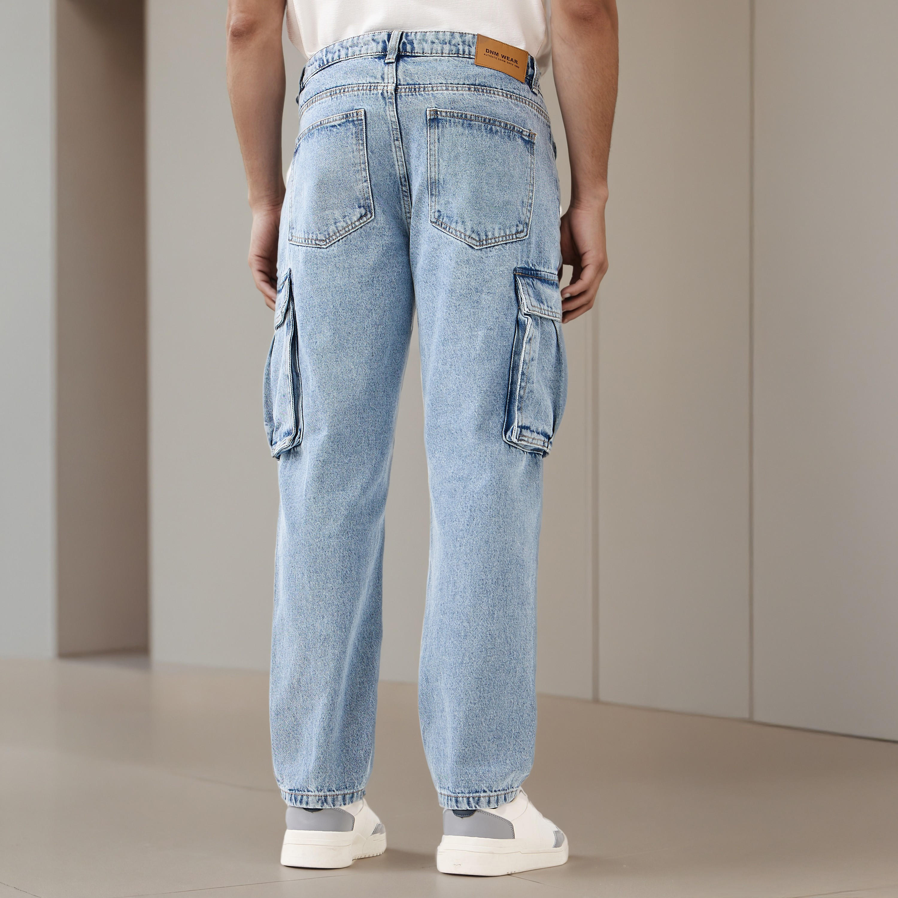 Men Straight Fit Mid-Rise Cargo Jeans-men-clothing-bottoms-jeans-image-3