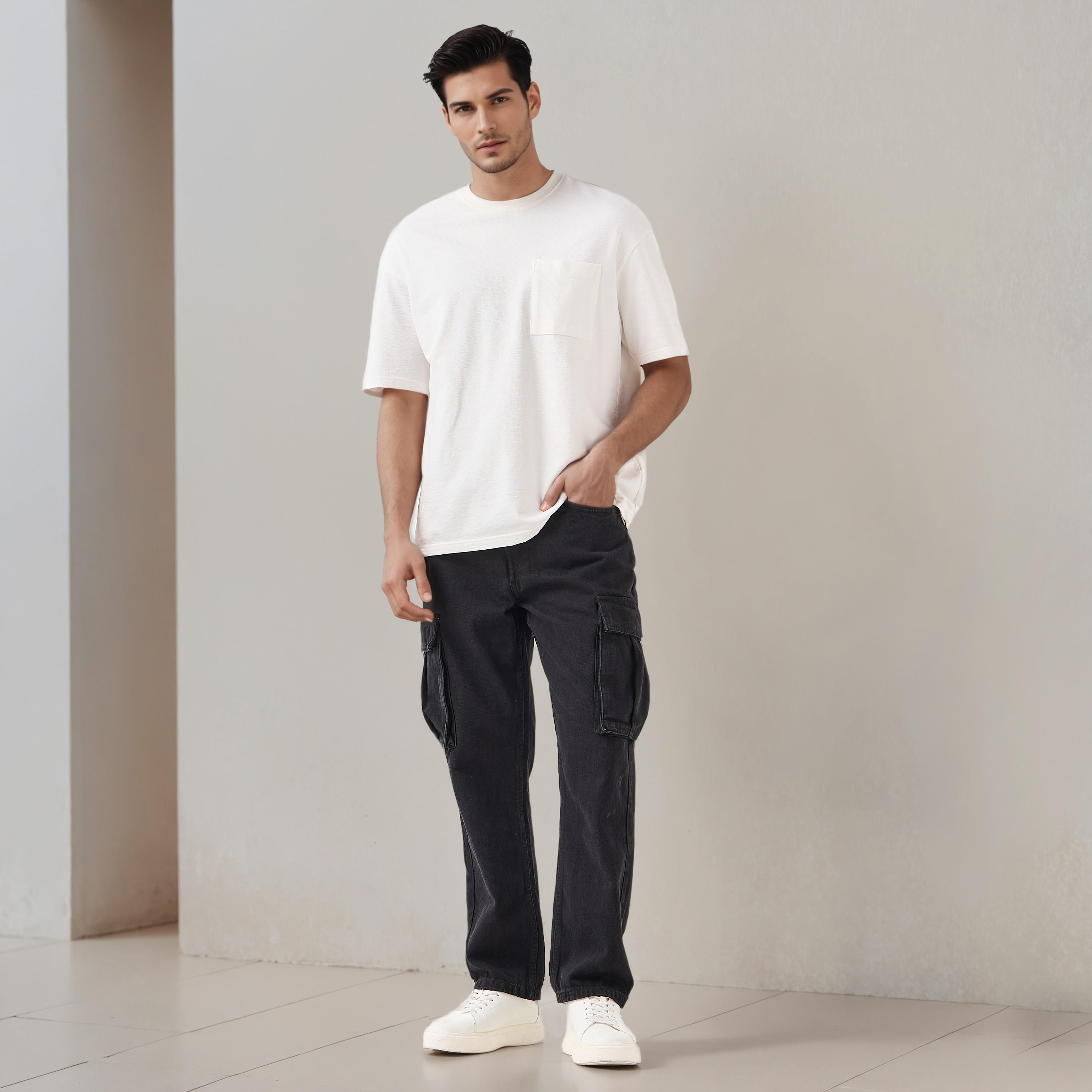 Men Straight Fit Mid-Rise Cargo Jeans-men-clothing-bottoms-jeans-image-2