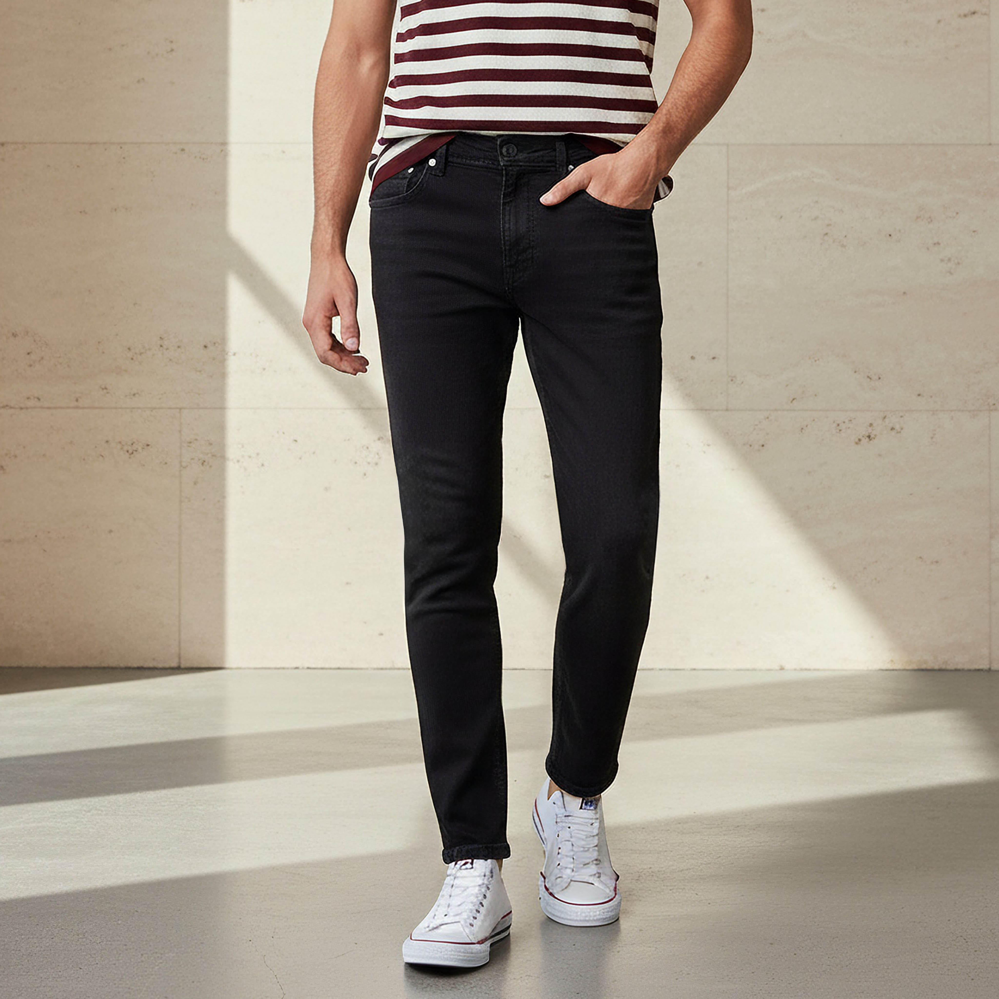 Men Regular Fit Mid-Rise Cropped Jeans-men-clothing-bottoms-jeans-image-1