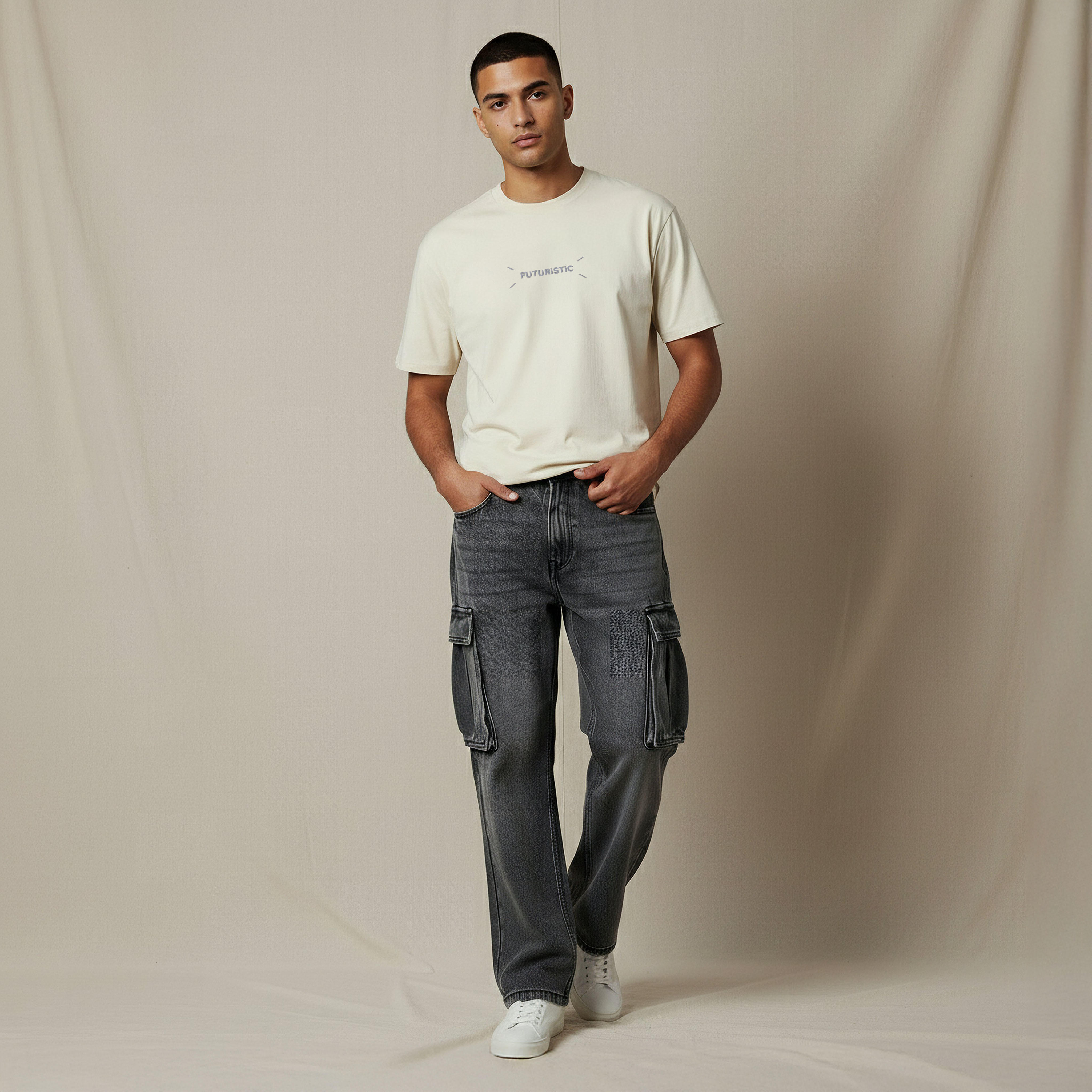 Men Regular Fit Mid-Rise Cargo Jeans-men-clothing-bottoms-jeans-image-2