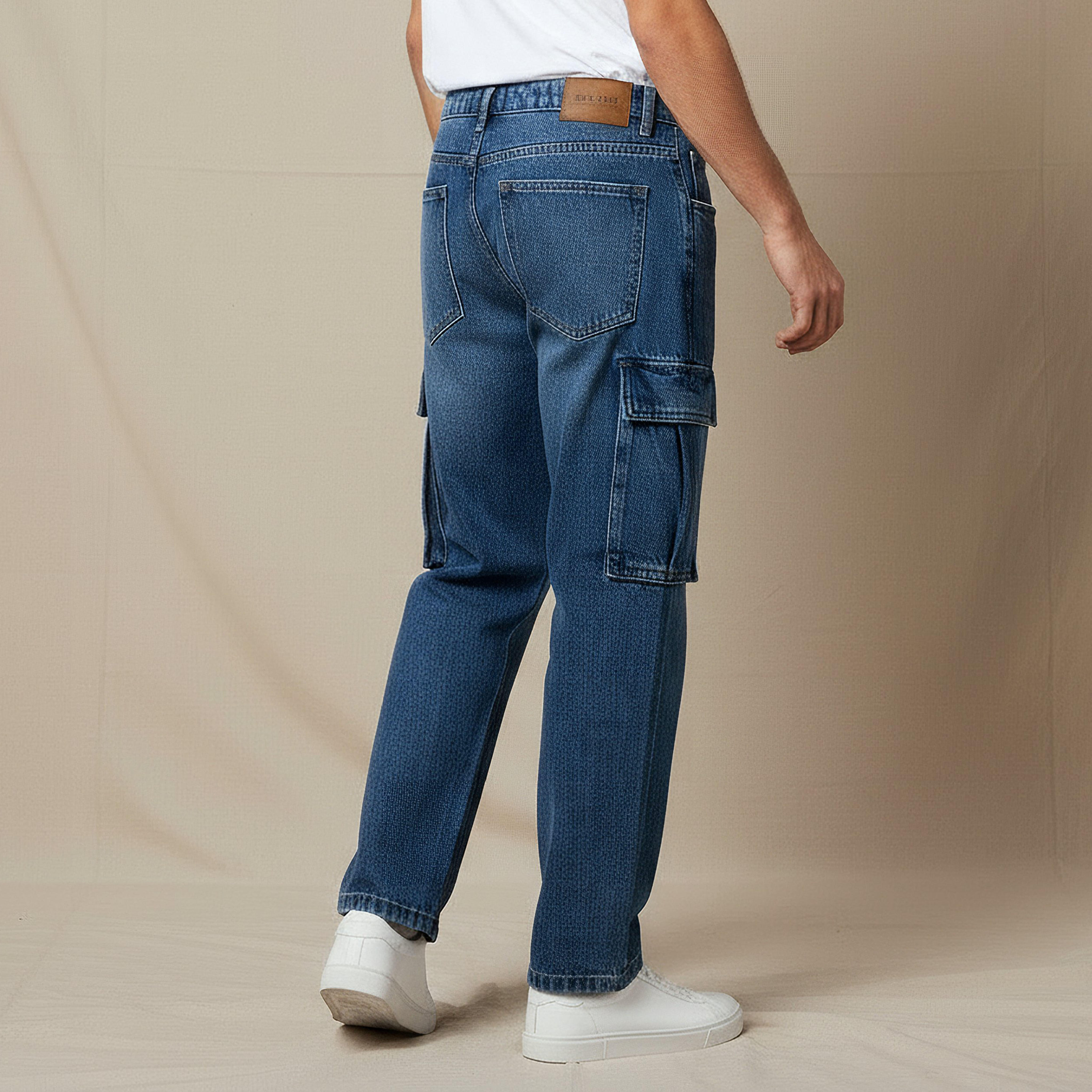 Men Regular Fit Mid-Rise Cargo Jeans-men-clothing-bottoms-jeans-image-3