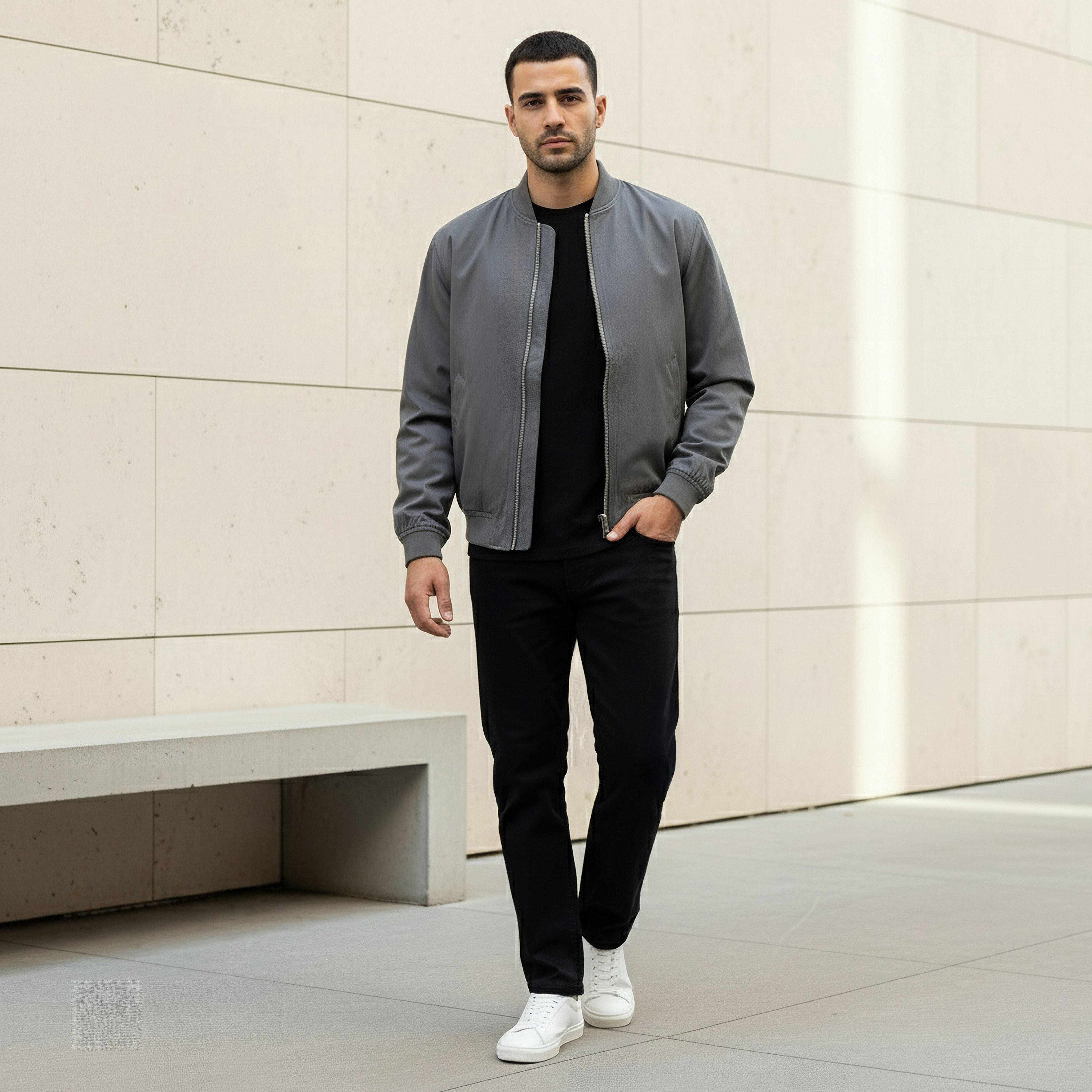 Men Regular Fit Twill Bomber Jacket-men-clothing-jacketsandblazers-jackets-image-2