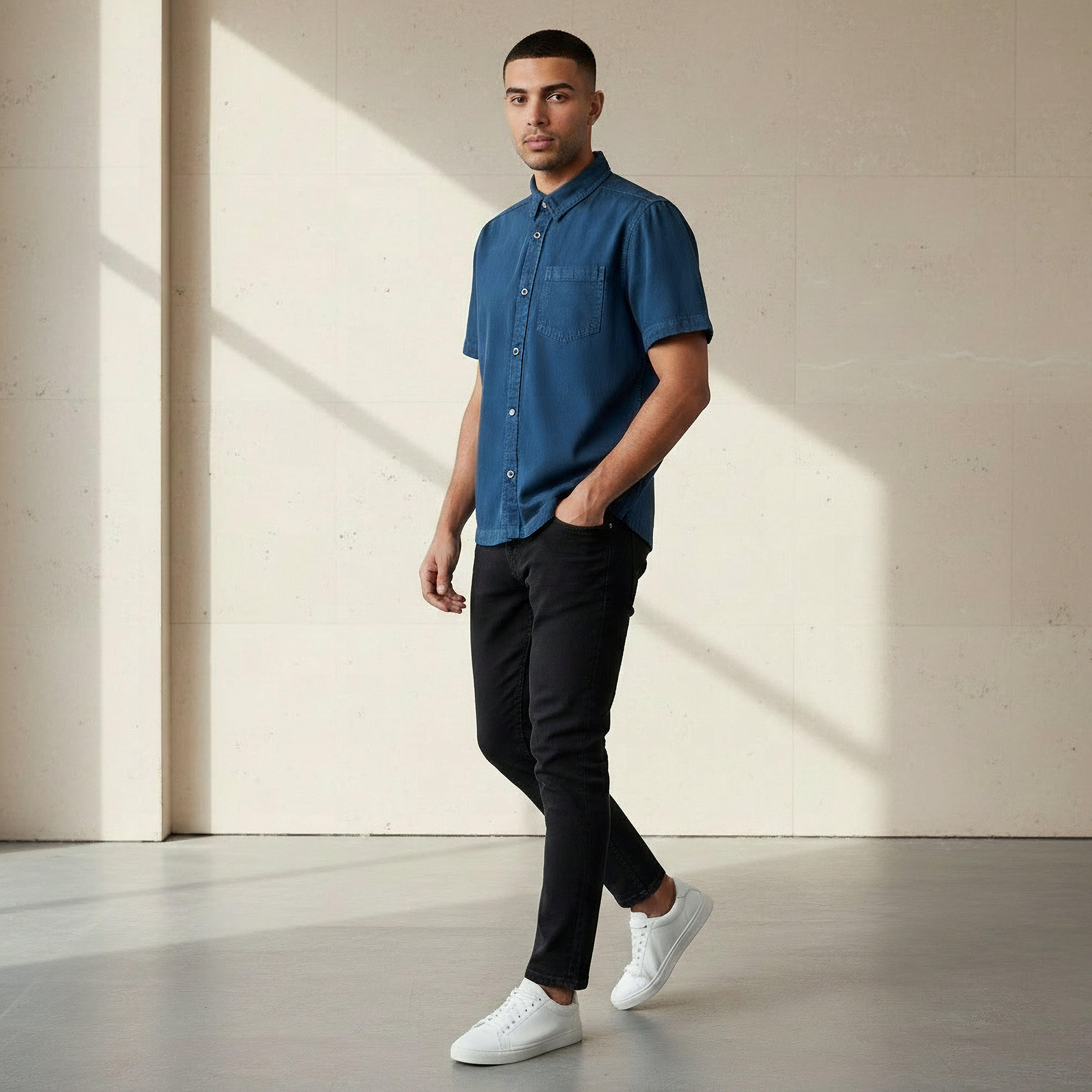 Men Regular Fit Collared Short Sleeve Shirt-men-clothing-shirts-image-2