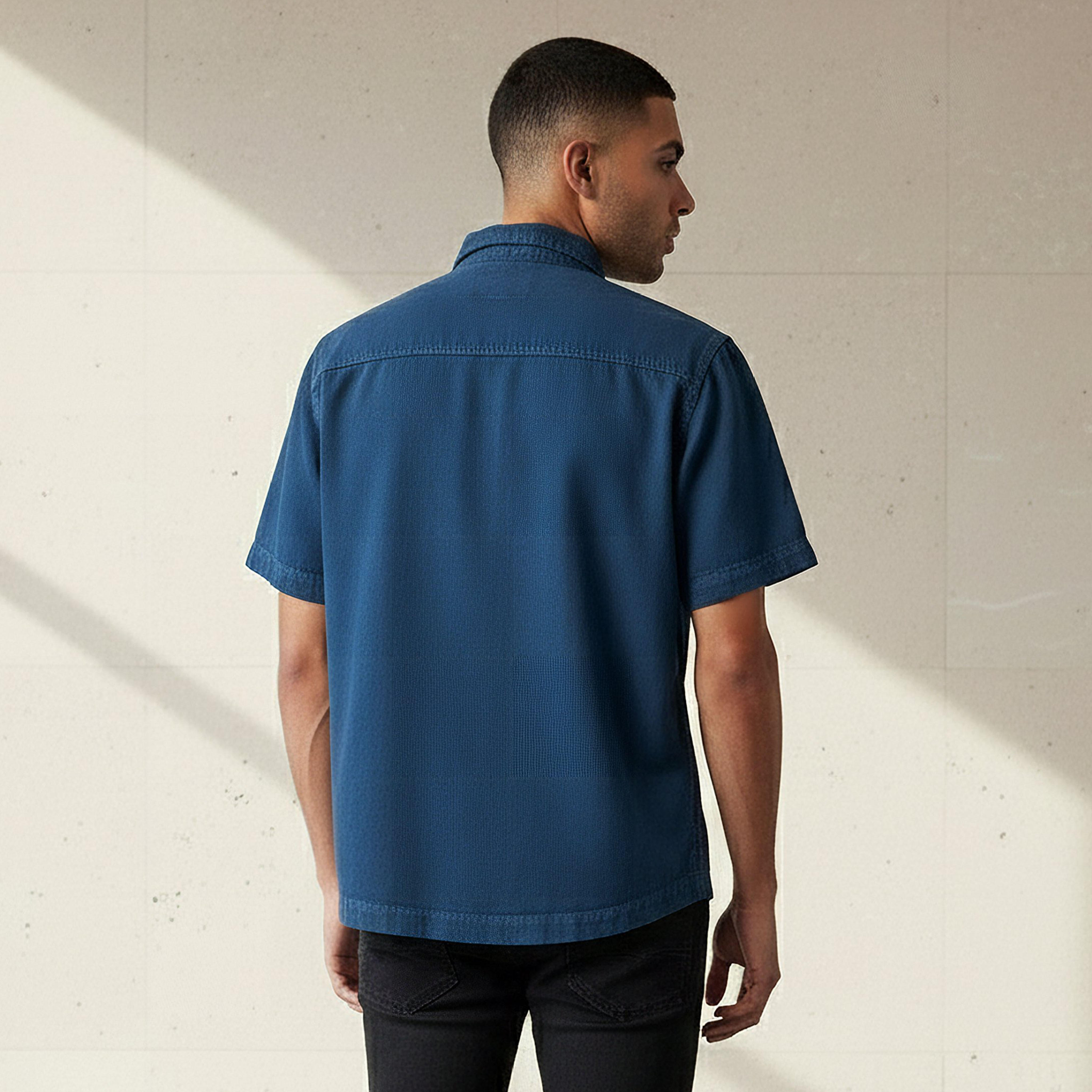 Men Regular Fit Collared Short Sleeve Shirt-men-clothing-shirts-image-3
