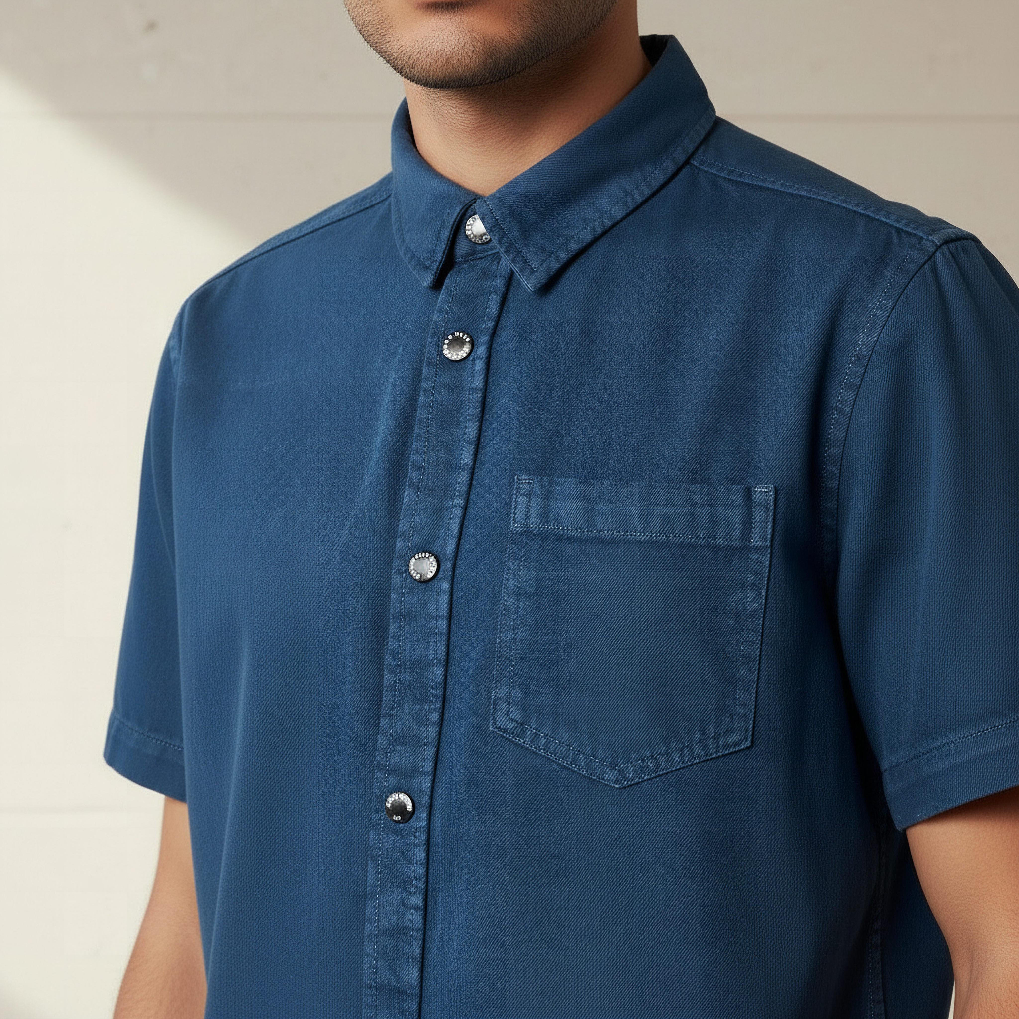 Men Regular Fit Collared Short Sleeve Shirt-men-clothing-shirts-image-4