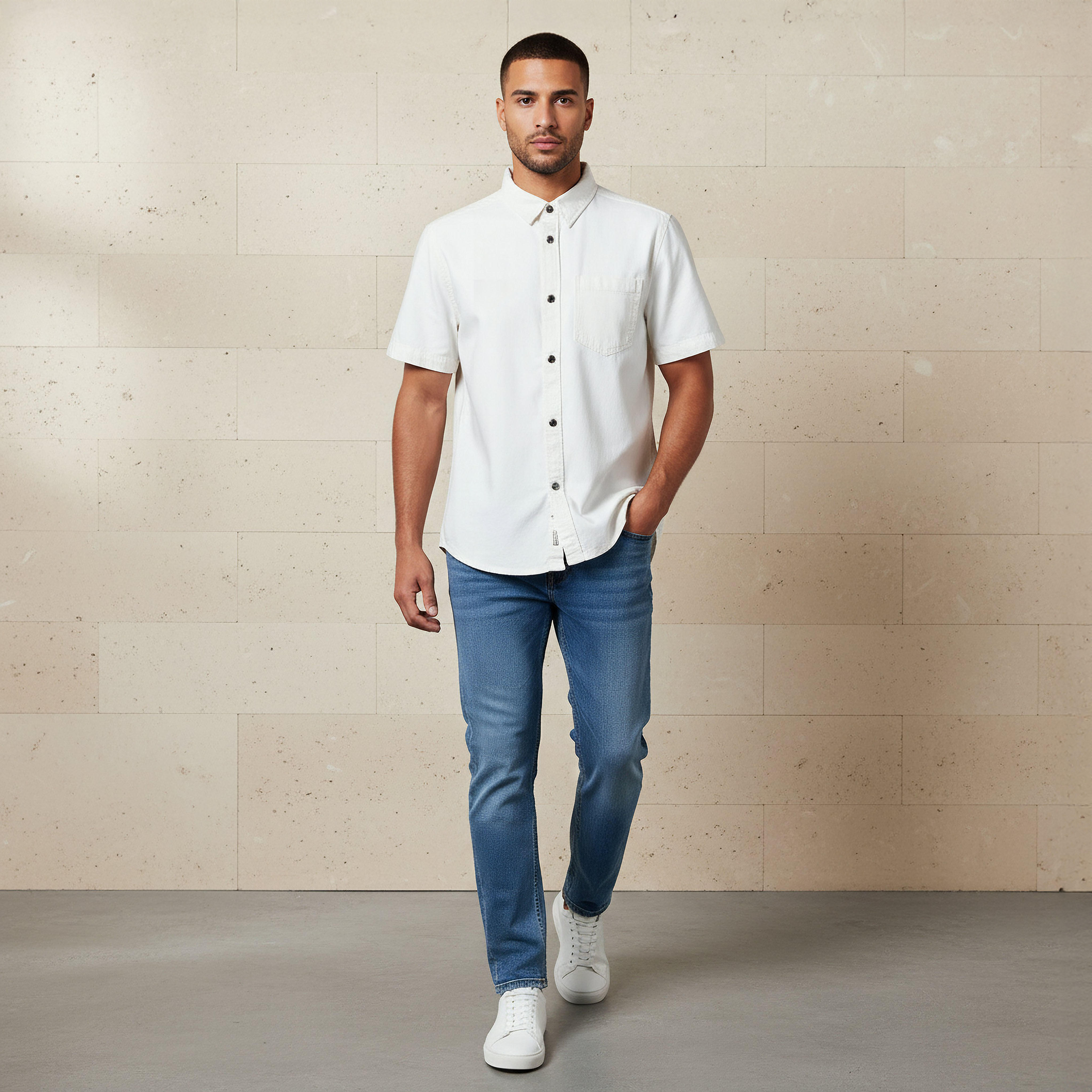 Men Regular Fit Collared Short Sleeve Shirt-men-clothing-shirts-image-2