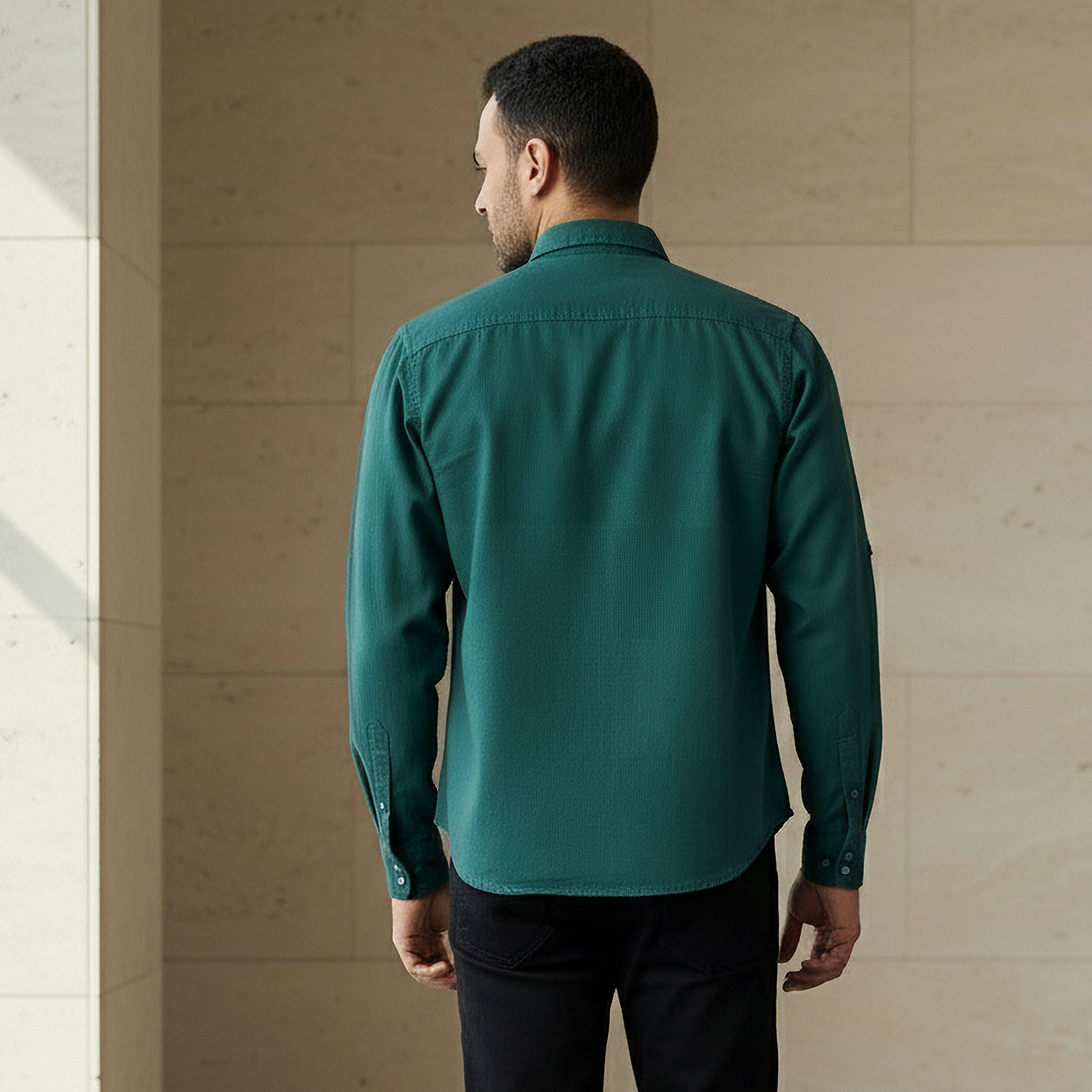Men Regular Fit Collared Long Sleeves Denim Shirt-men-clothing-shirts-image-3