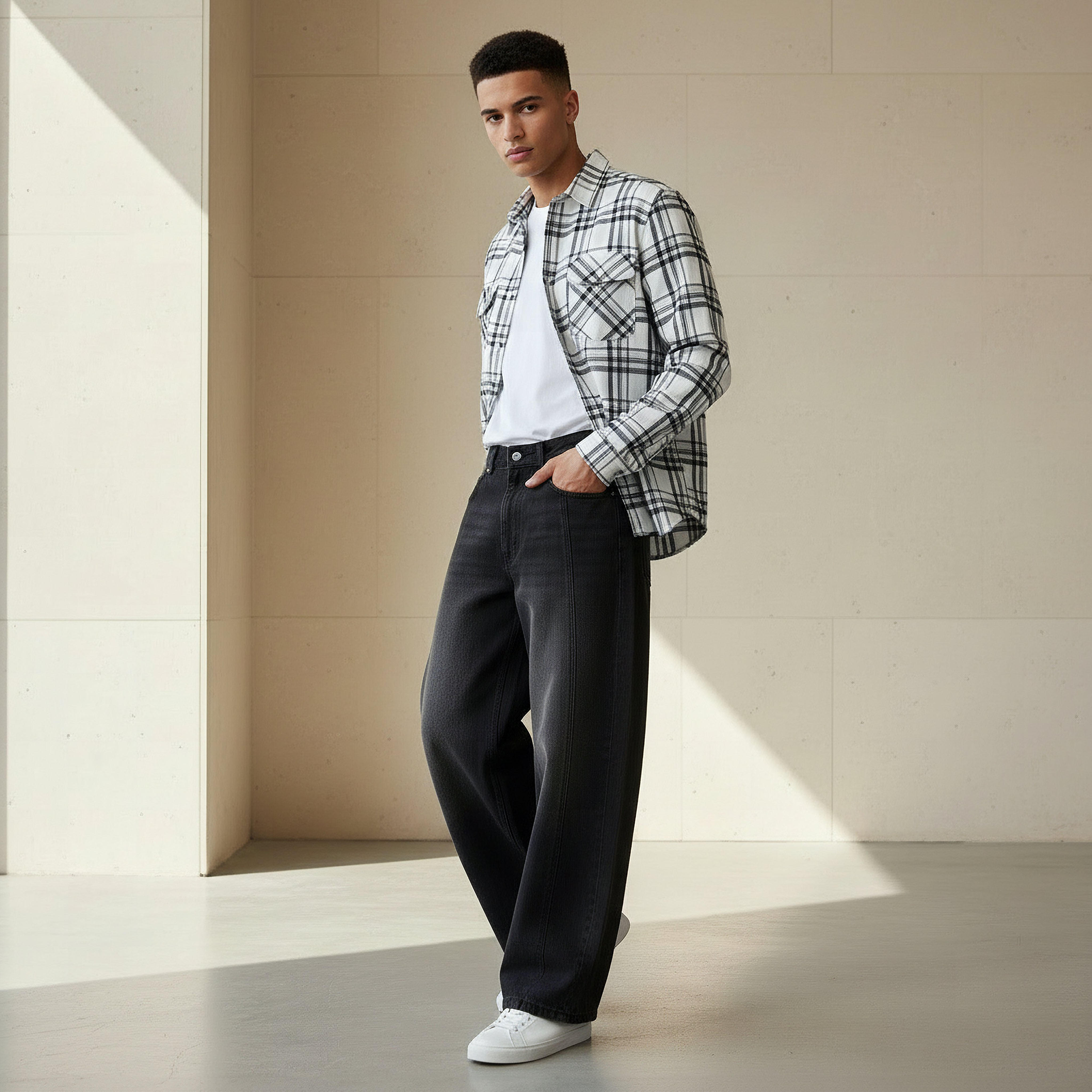 Men Baggy Fit Panelled Jeans-men-clothing-bottoms-jeans-image-2