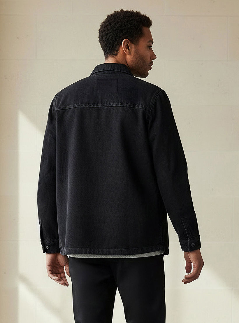 قميص دينم رجالي بأكمام طويلة وقصة عادية وياقة كلاسيكية-men-clothing-shirts-image-4