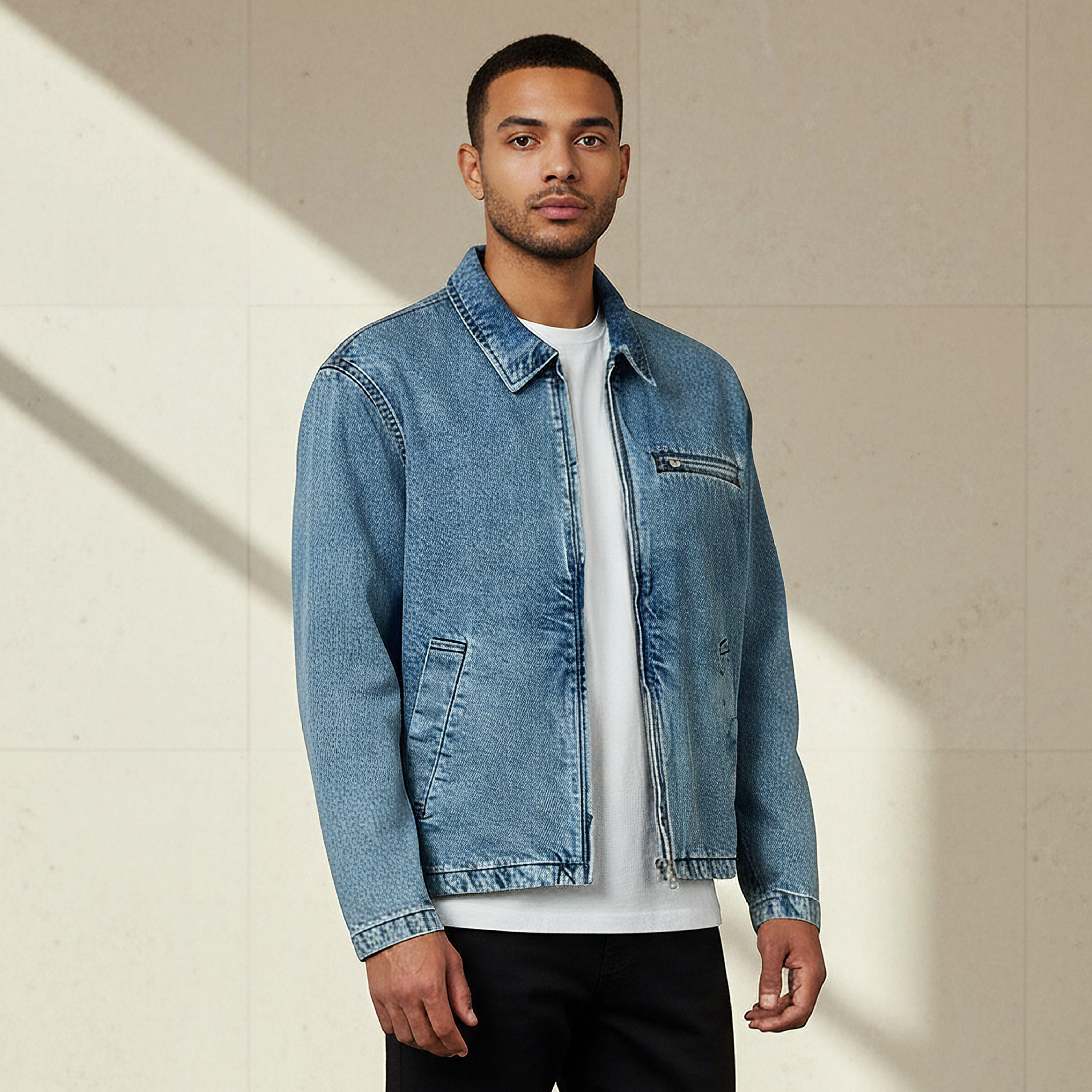Men Regular Fit Zip Through Denim Jacket-men-clothing-jacketsandblazers-jackets-image-1