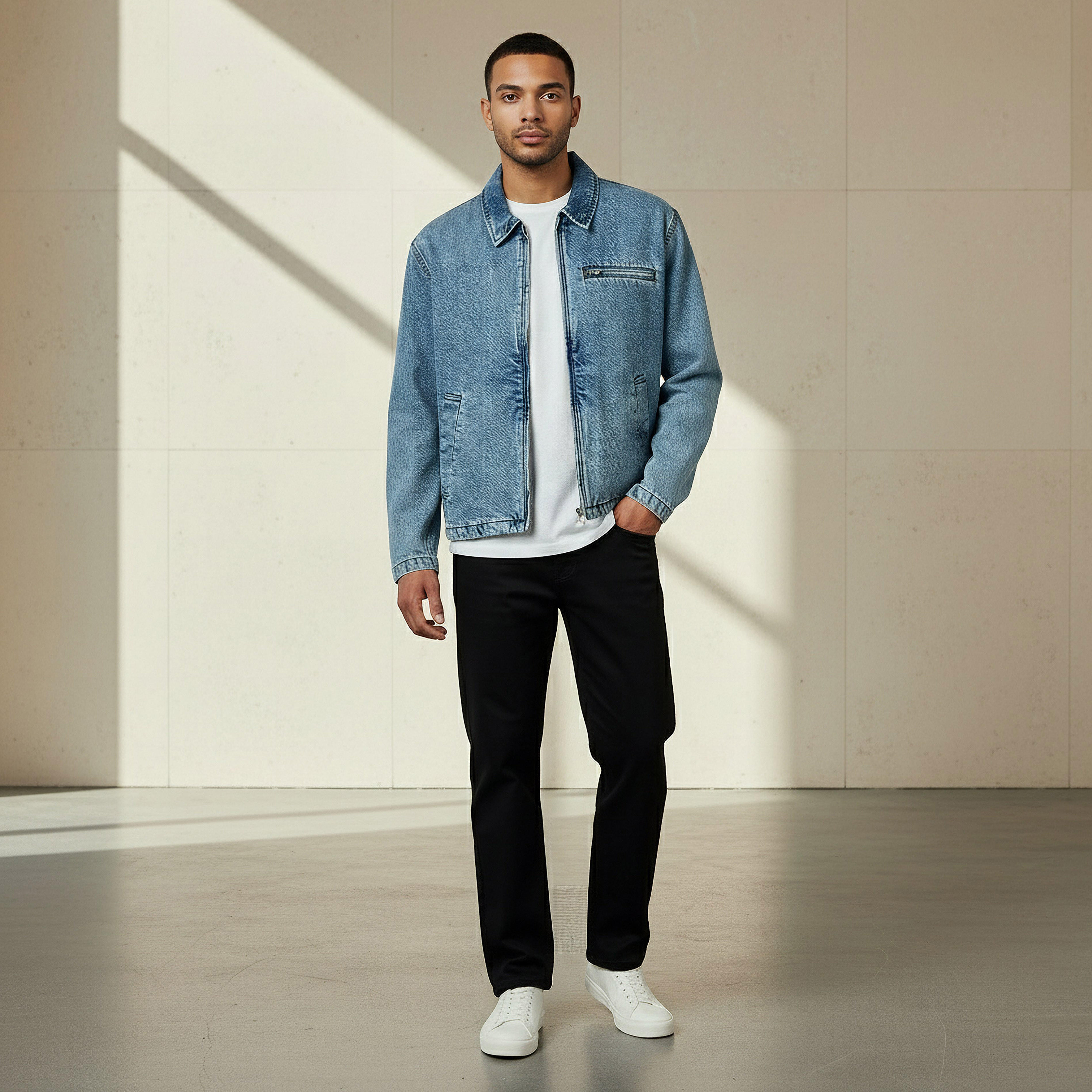 Men Regular Fit Zip Through Denim Jacket-men-clothing-jacketsandblazers-jackets-image-2