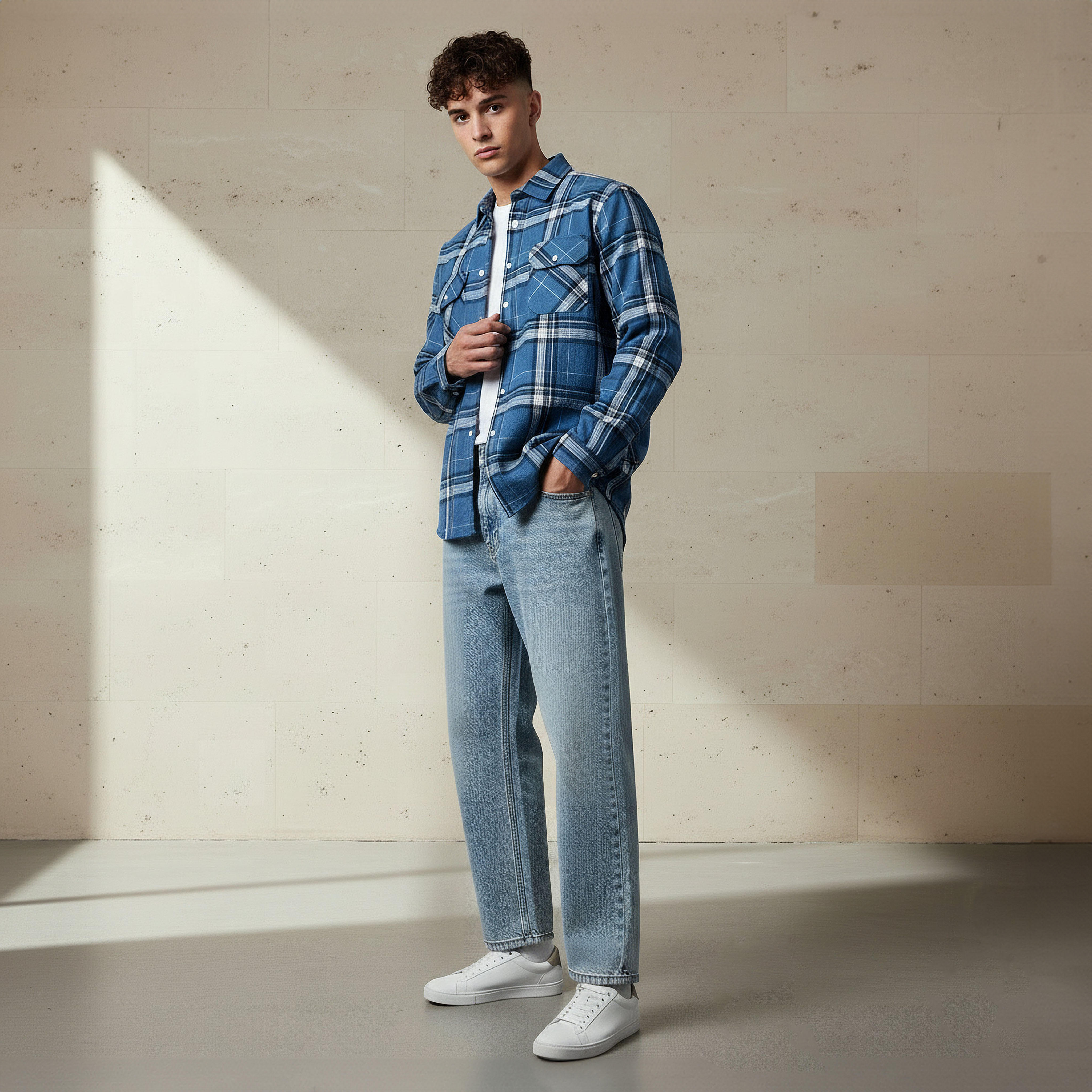 Men Baggy Fit Mid-Rise Pocket Jeans-men-clothing-bottoms-jeans-image-2